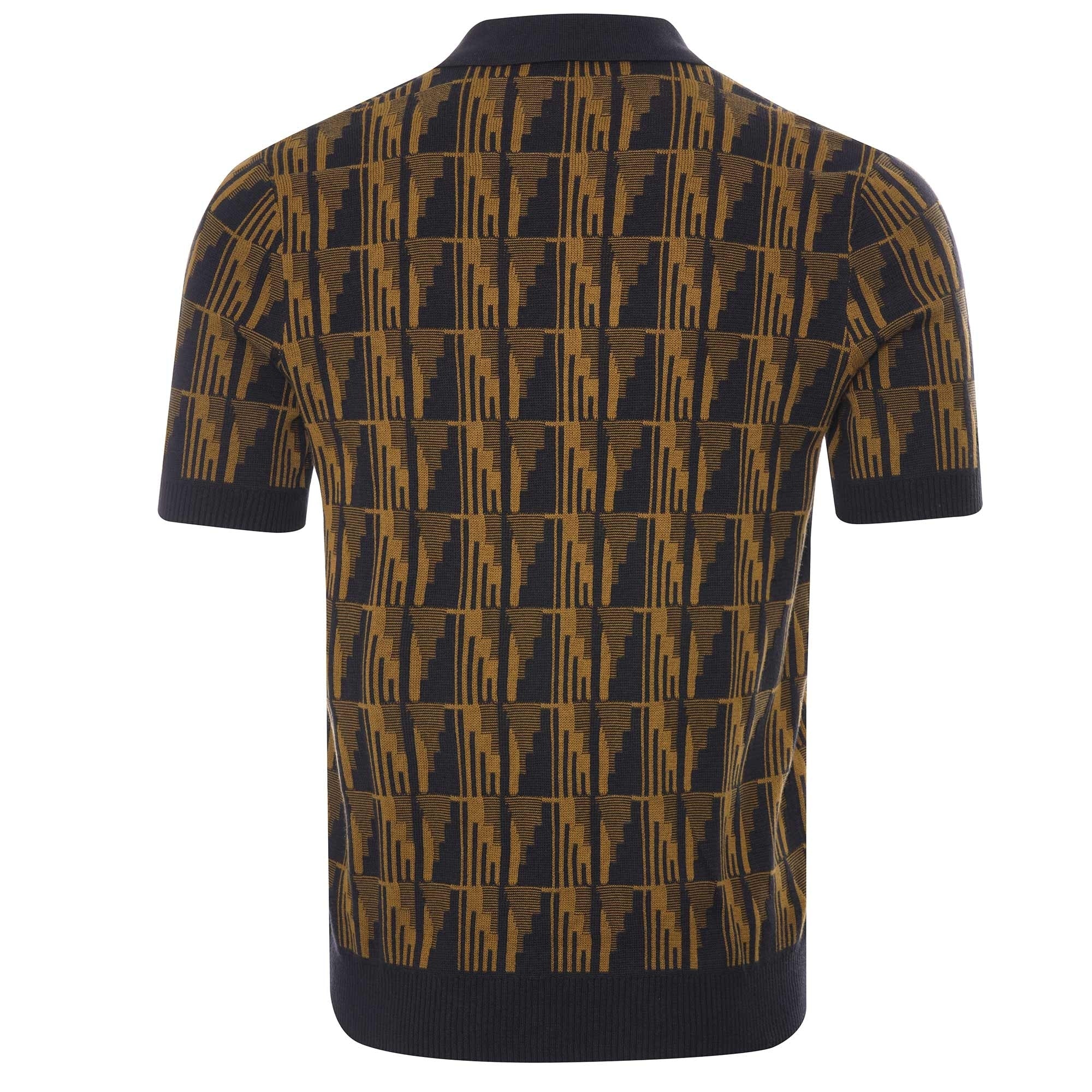 Fred Perry Jacquard Knitted Polo Shirt - Dark Caramel