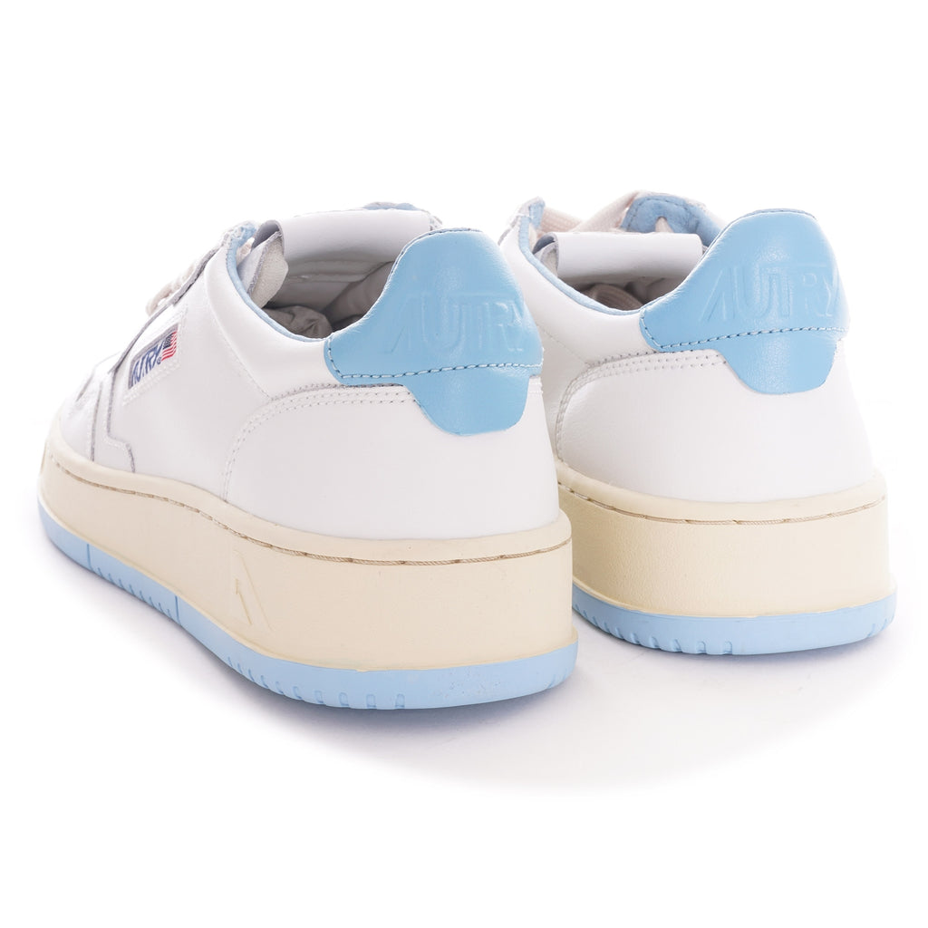 Autry Action Shoes Low Leather - White/Sea Blue