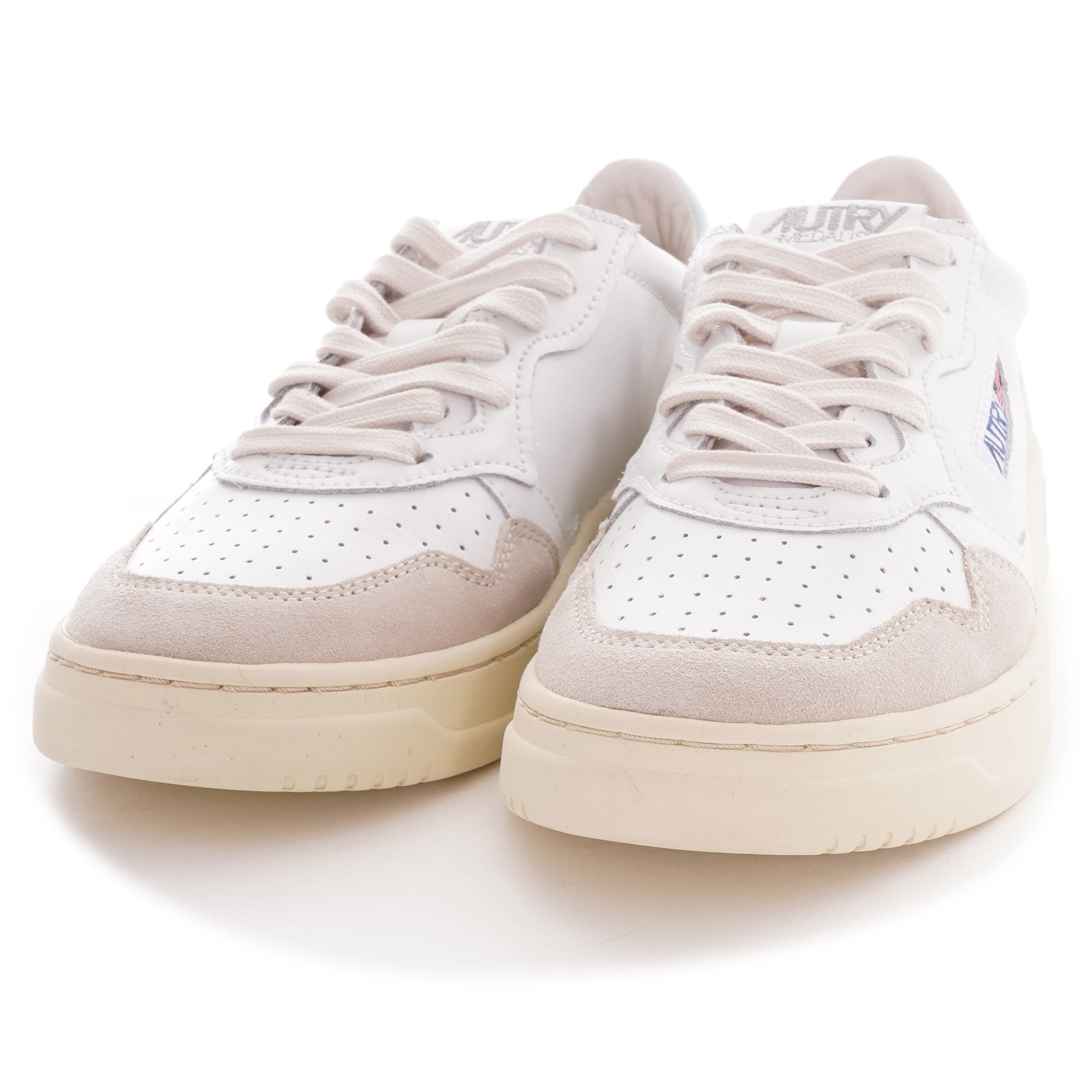 Autry Action Shoes Low Leather - White/Aqua
