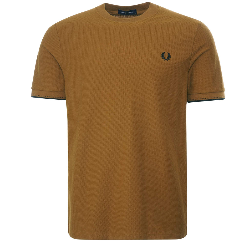 Fred Perry Broken Tipped Pique T-Shirt - Dark Caramel