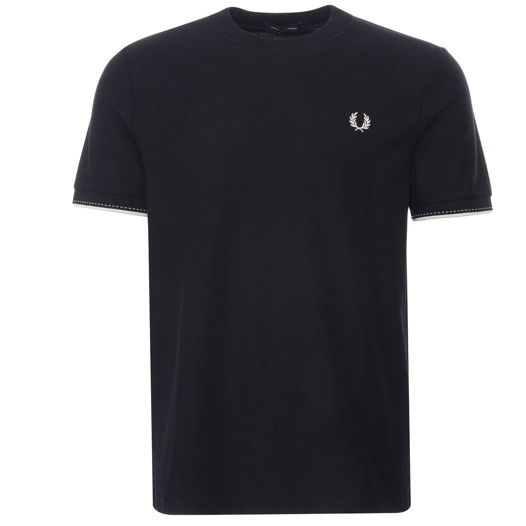 Fred Perry Broken Tipped Pique T-Shirt - Black
