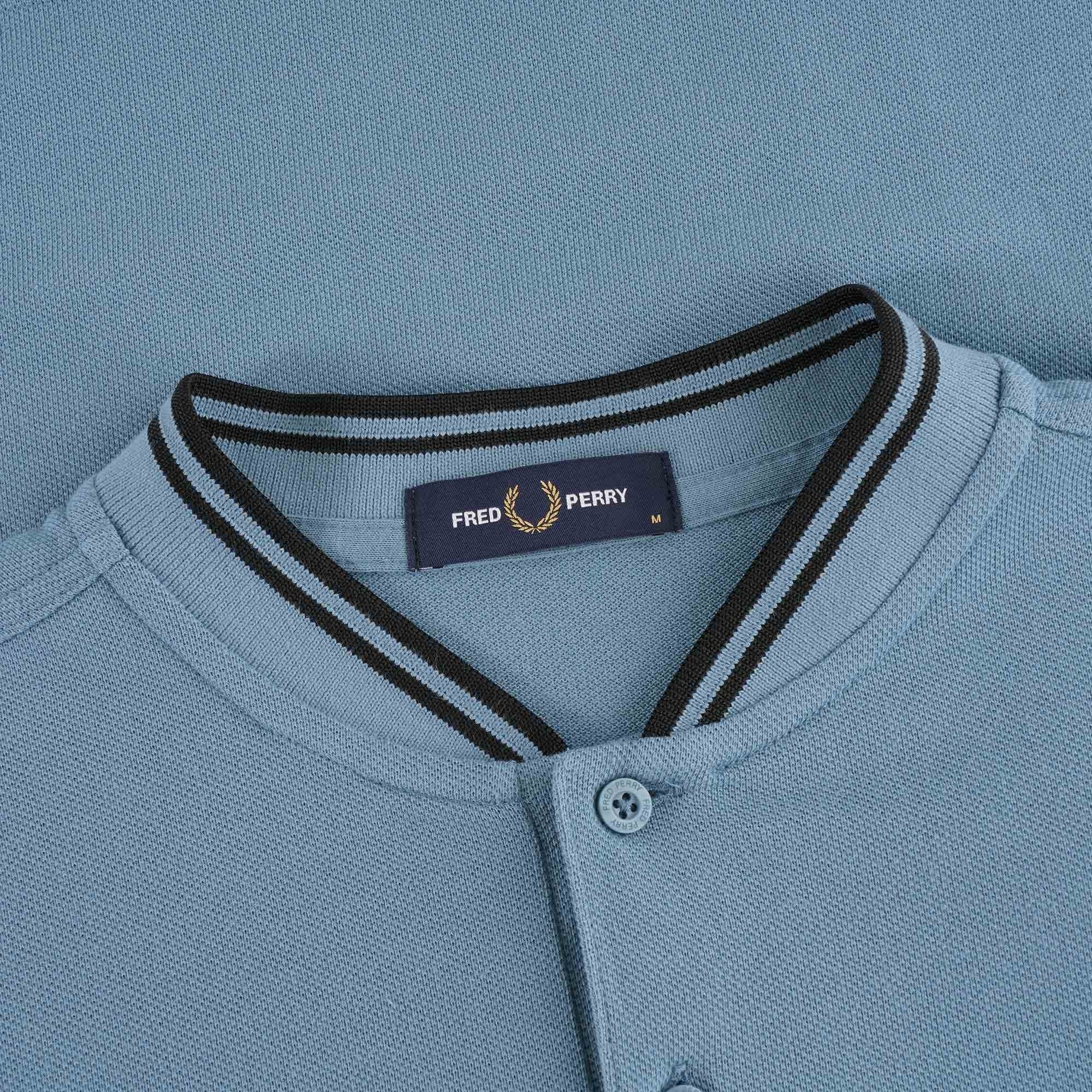 Fred Perry M4 Bomber Collar Pique Polo Shirt - Ash Blue