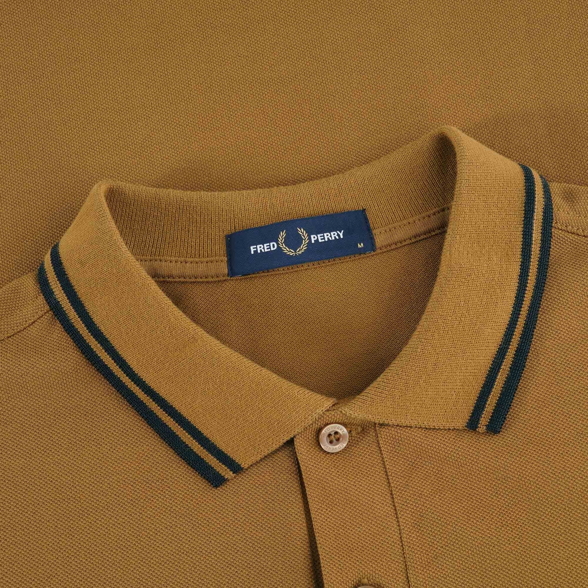 Fred Perry M3600 Twin Tipped Polo - Dark Caramel