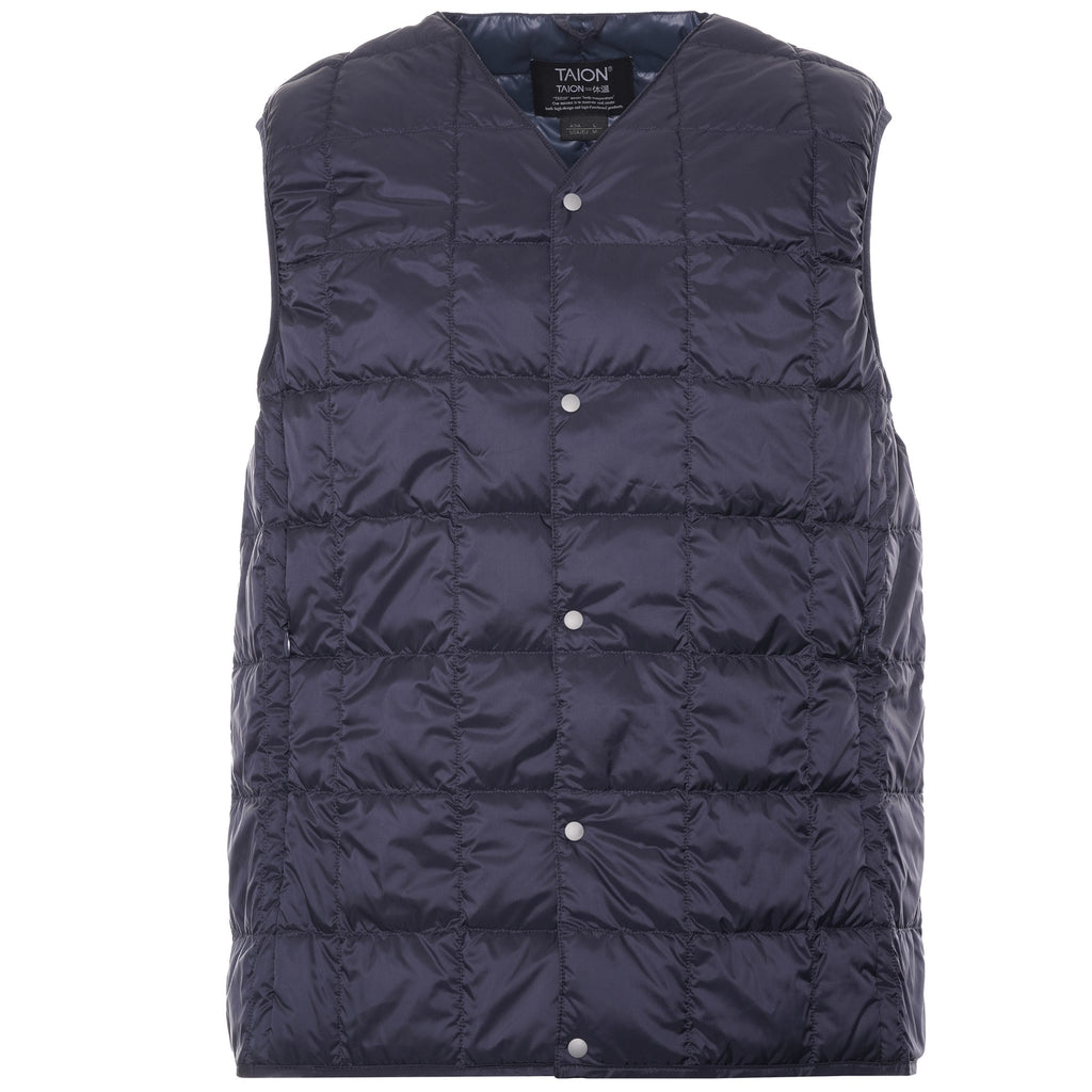 Taion V Neck Button Down Vest - Navy