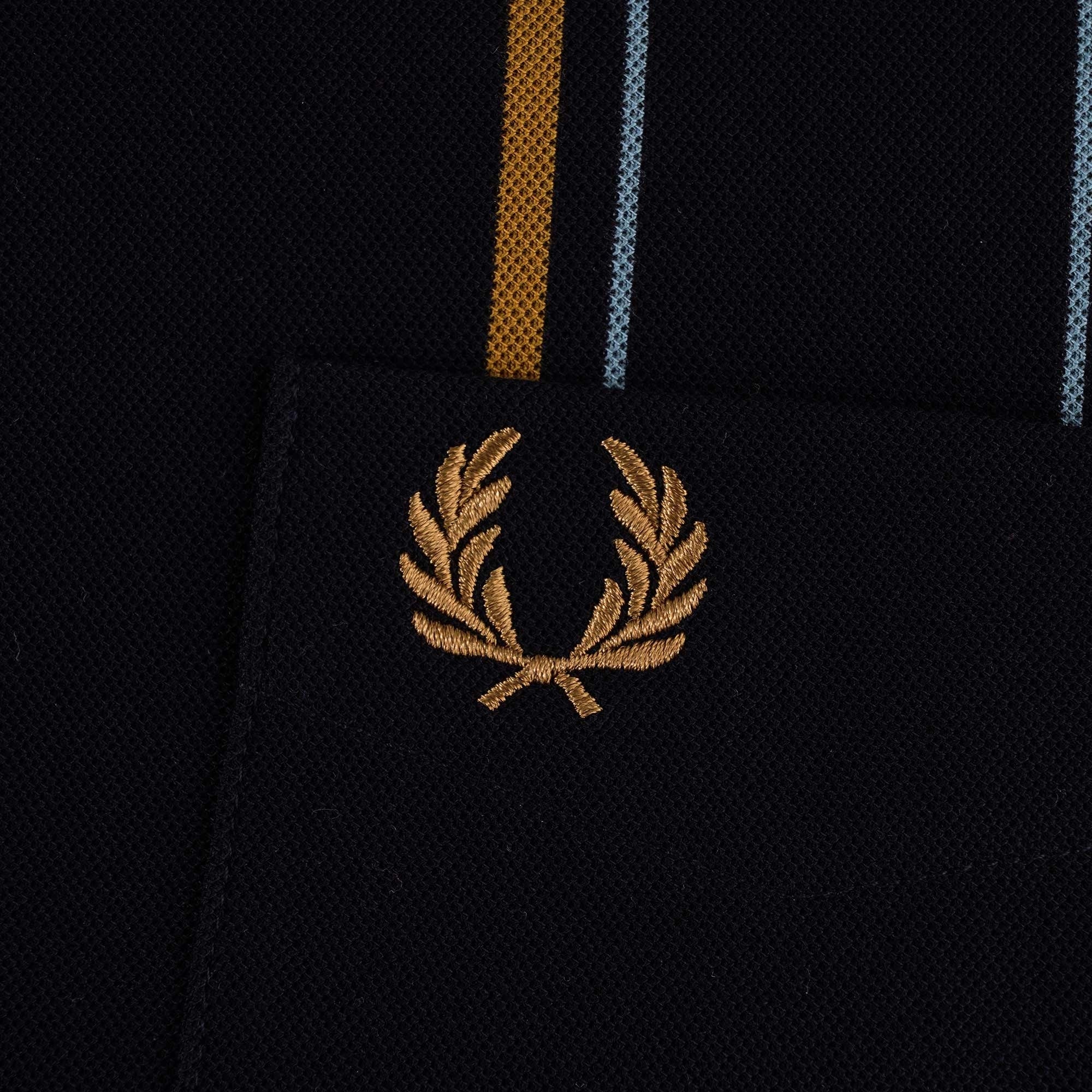 Fred Perry Striped Pocket Polo Shirt - Navy