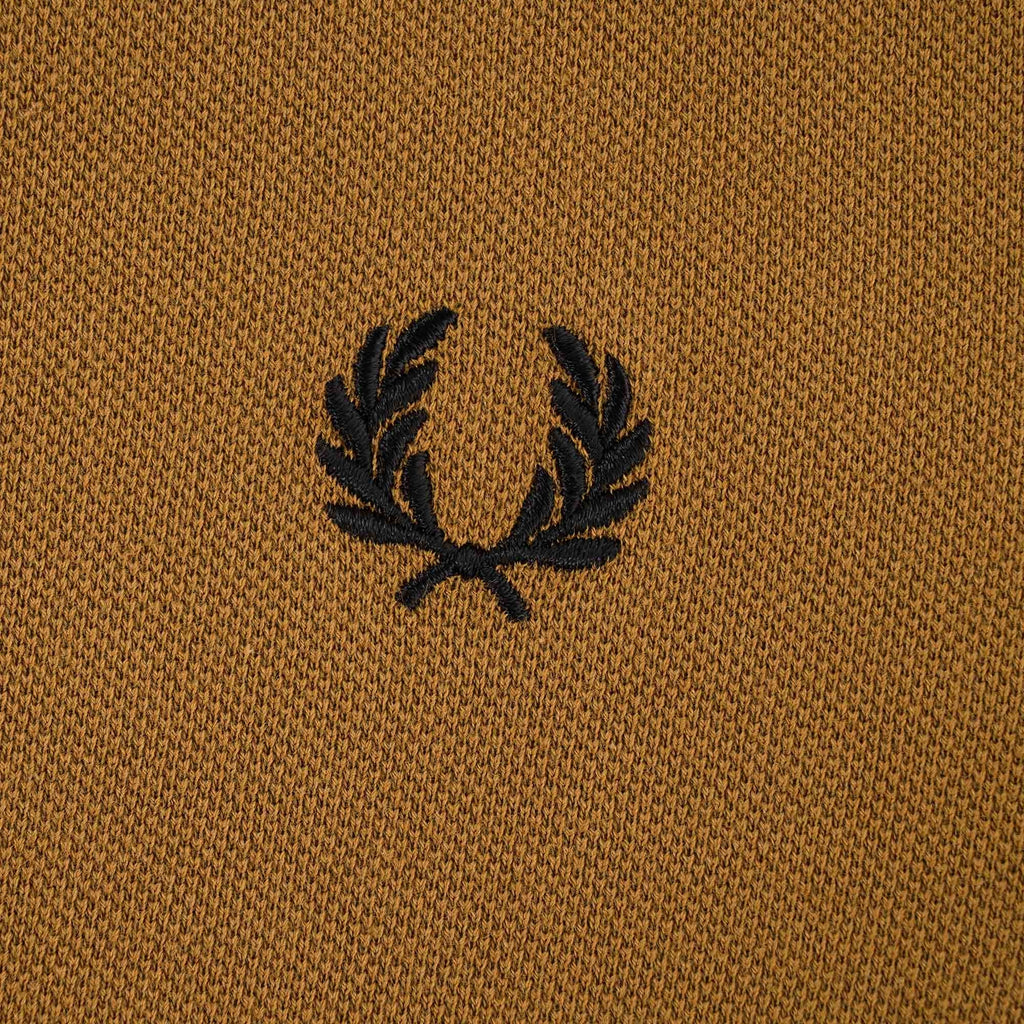 Fred Perry M3 Striped Collar Polo Shirt - Dark Caramel