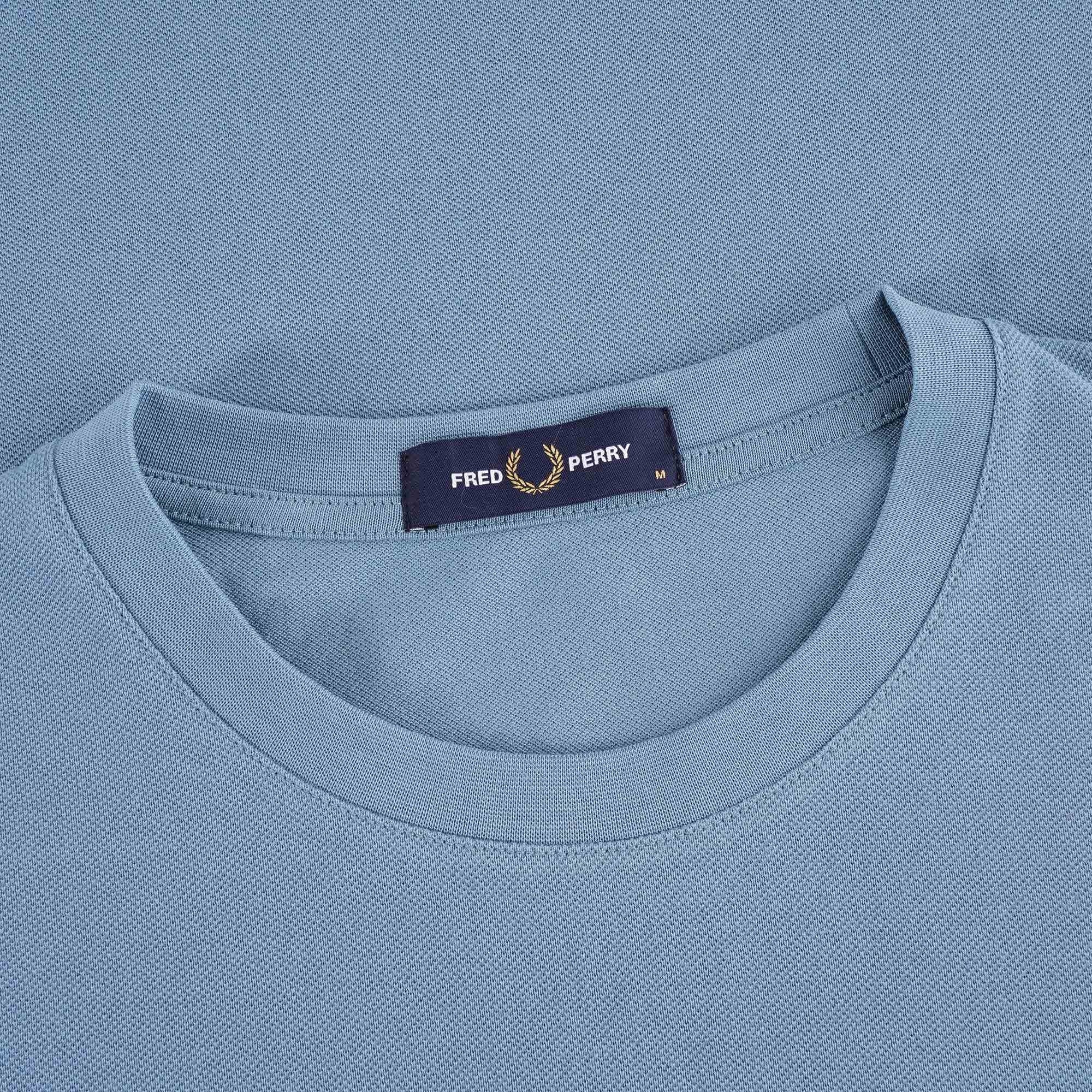 Fred Perry Striped Cuff Pique T-Shirt - Ash Blue