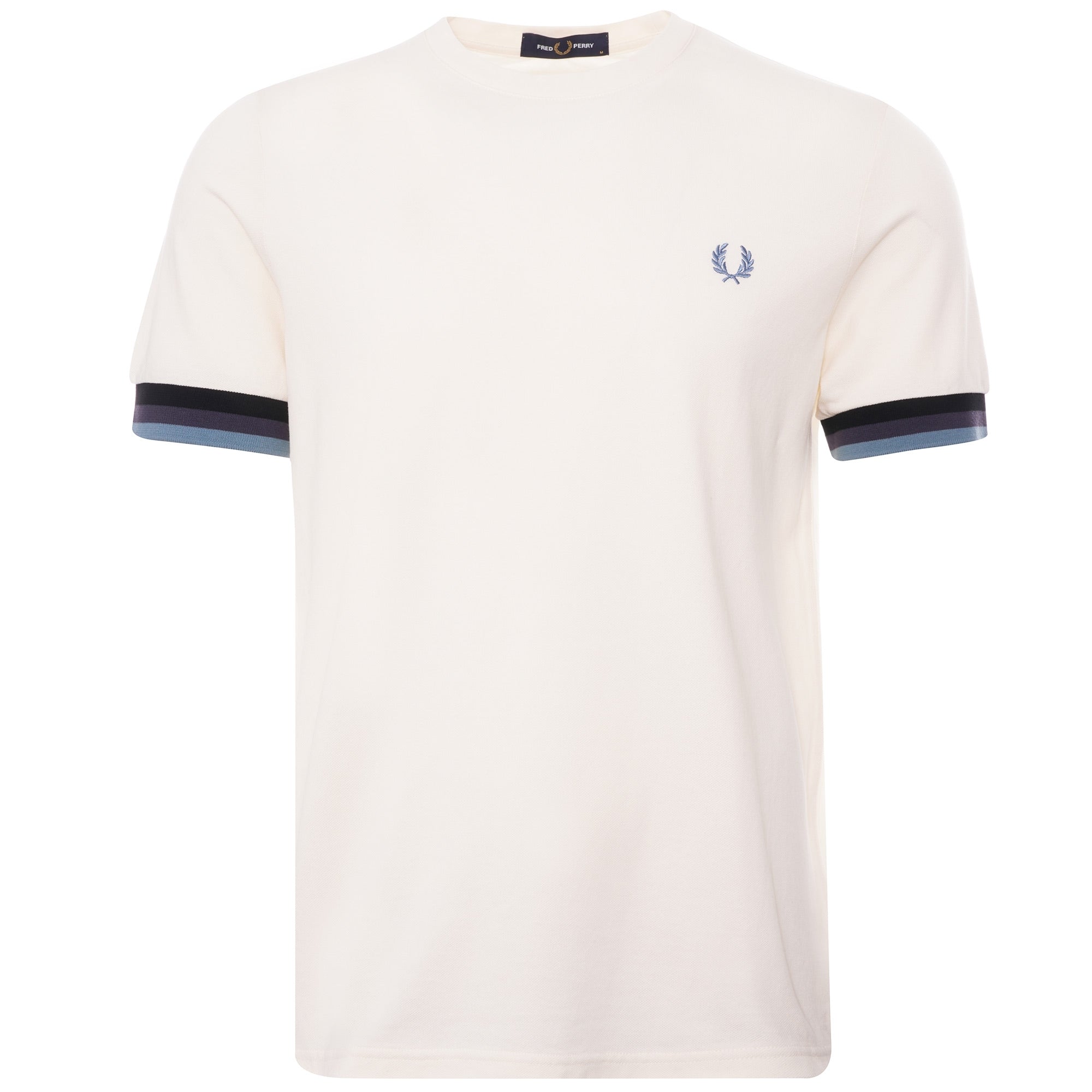 Fred Perry Striped Cuff Pique T-Shirt - Ecru