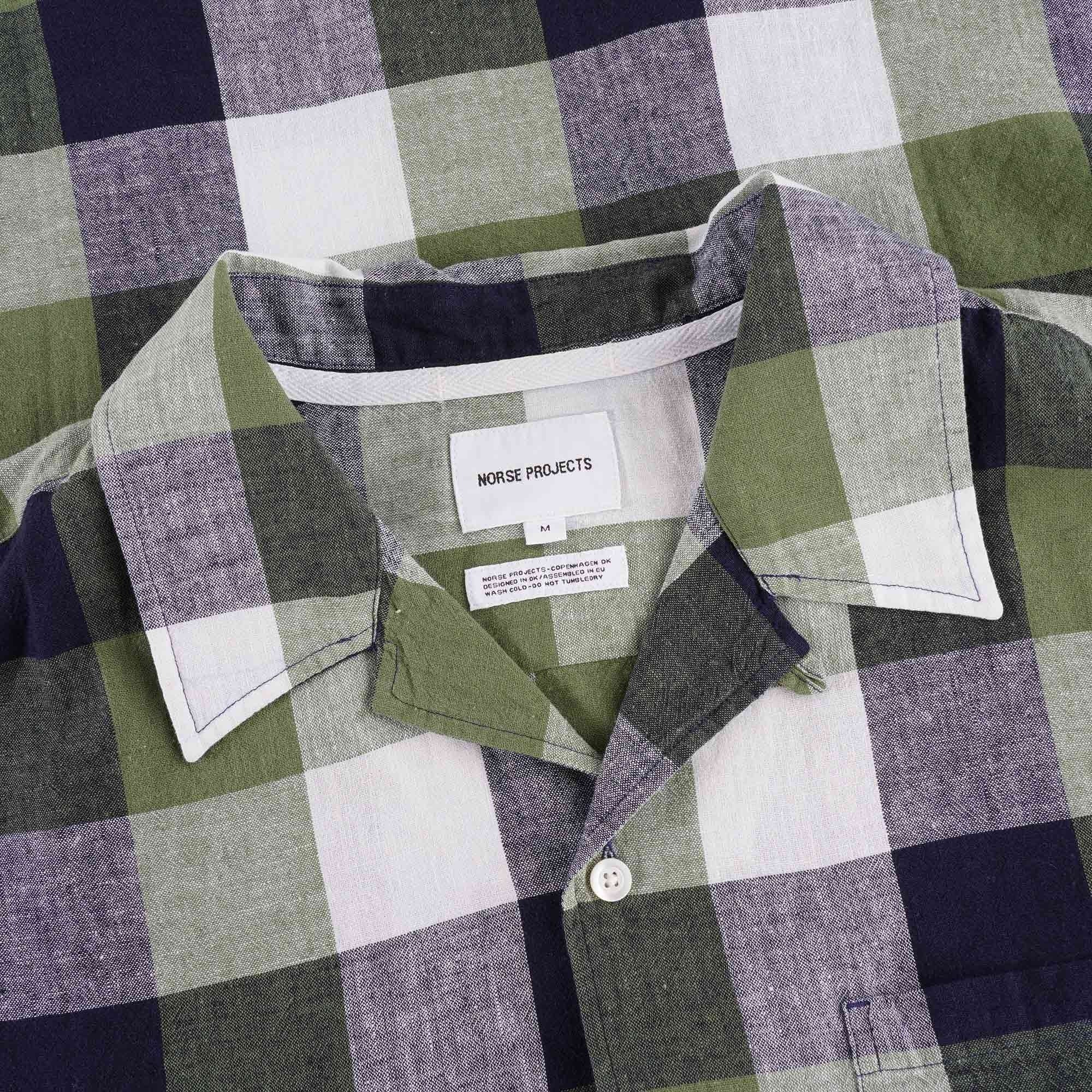 Norse Projects Carsten Cotton Linen Check - Deep Sea Green