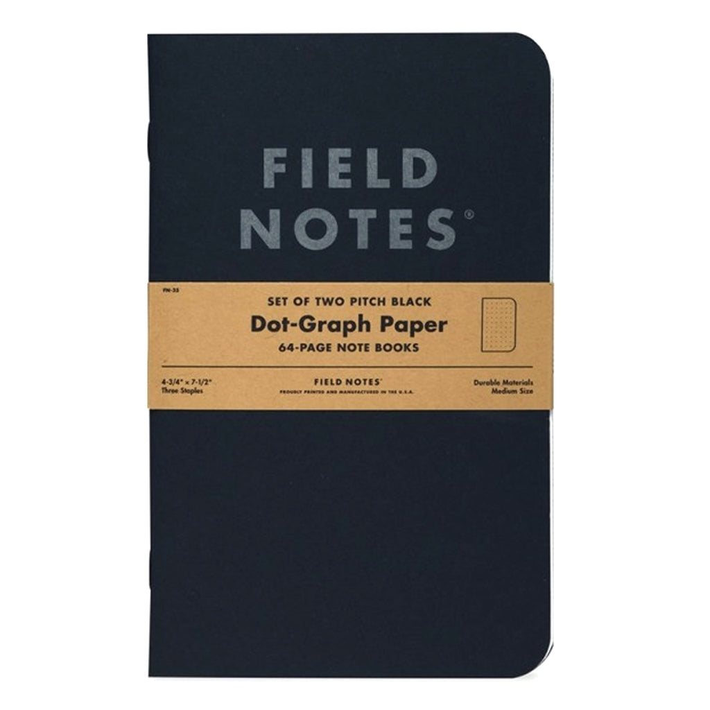 2 Pack Large Pitch Black Memo Book - Dot-Graph
