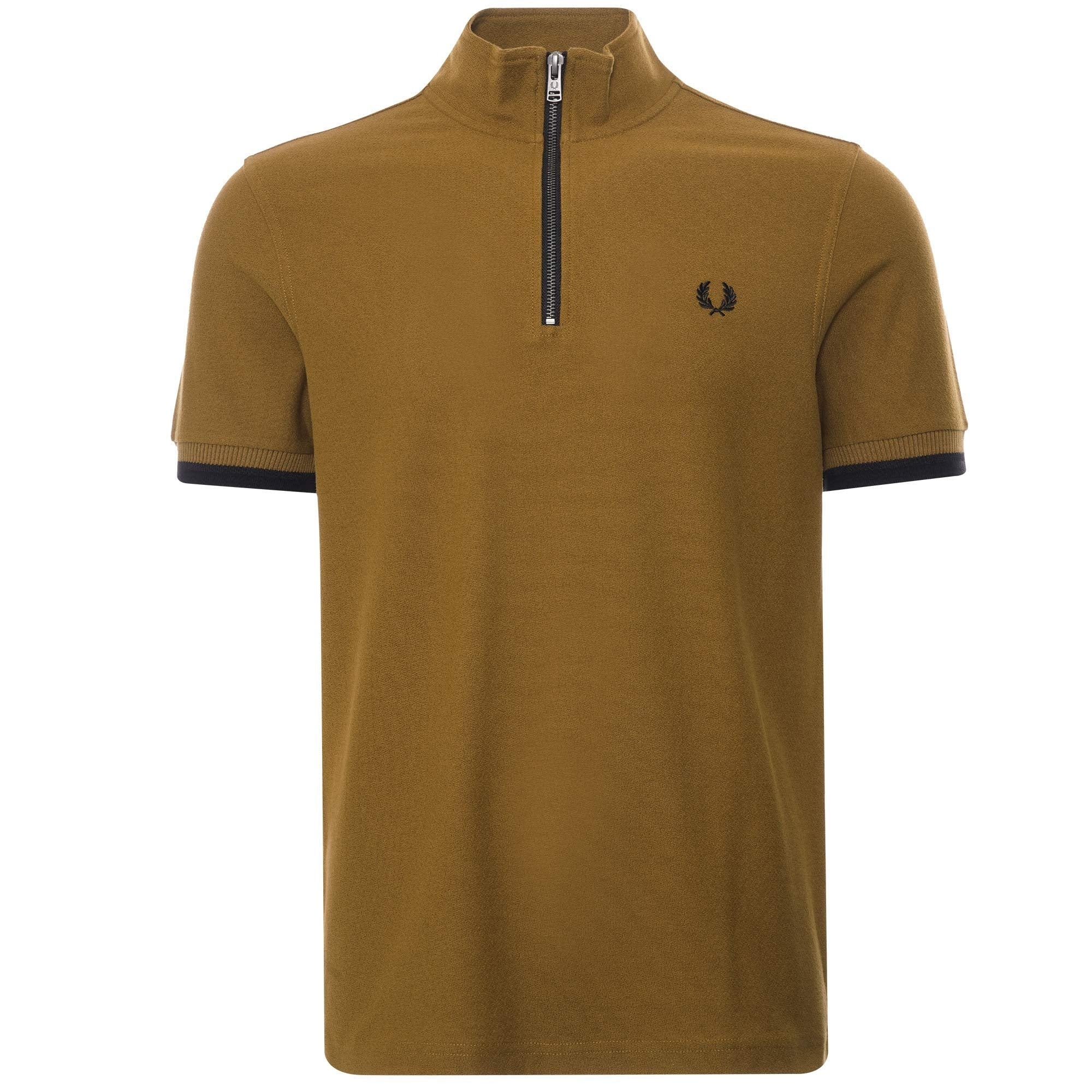 Fred Perry M3 Funnel Neck Polo Shirt - Dark Caramel