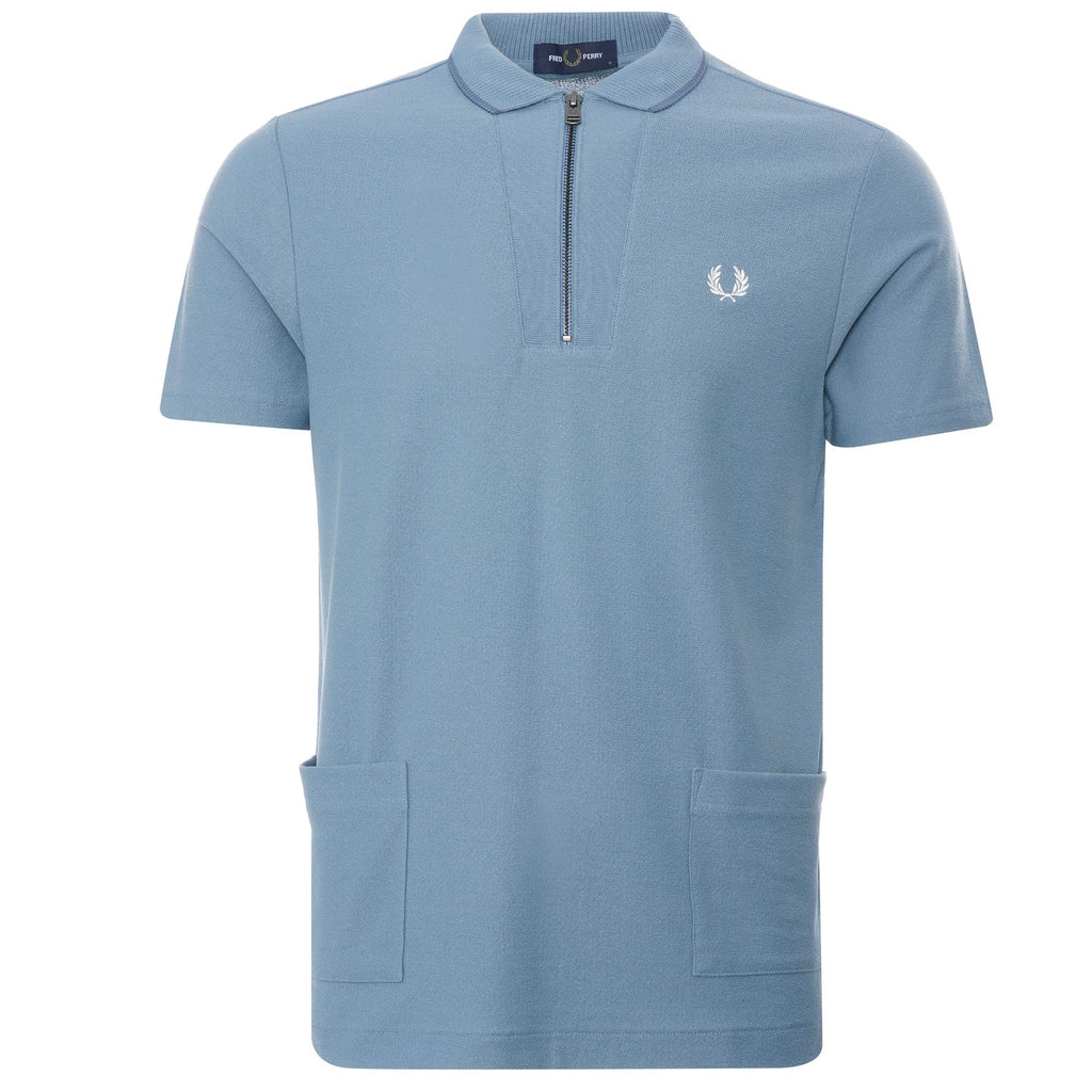 Fred Perry M3 Ribbed Neck Polo Shirt - Ash Blue
