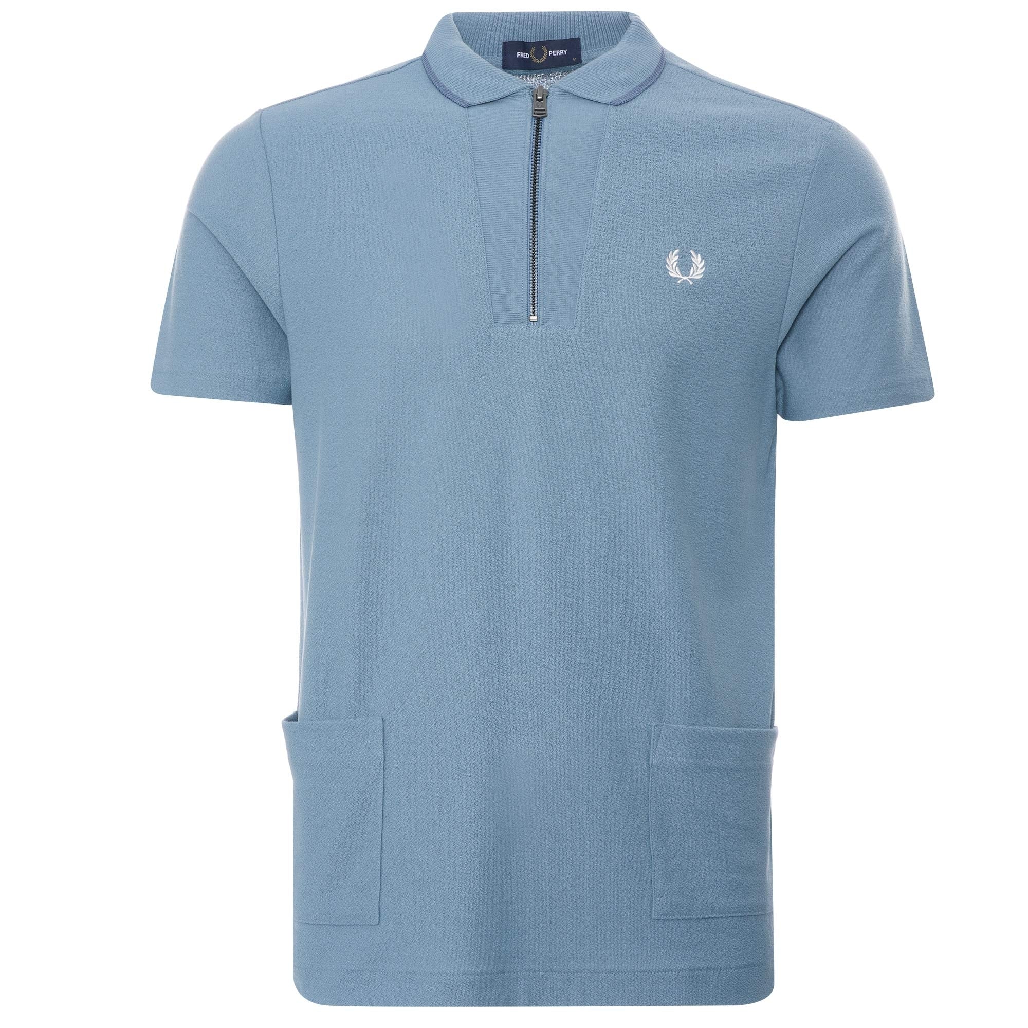 Fred Perry M3 Ribbed Neck Polo Shirt - Ash Blue