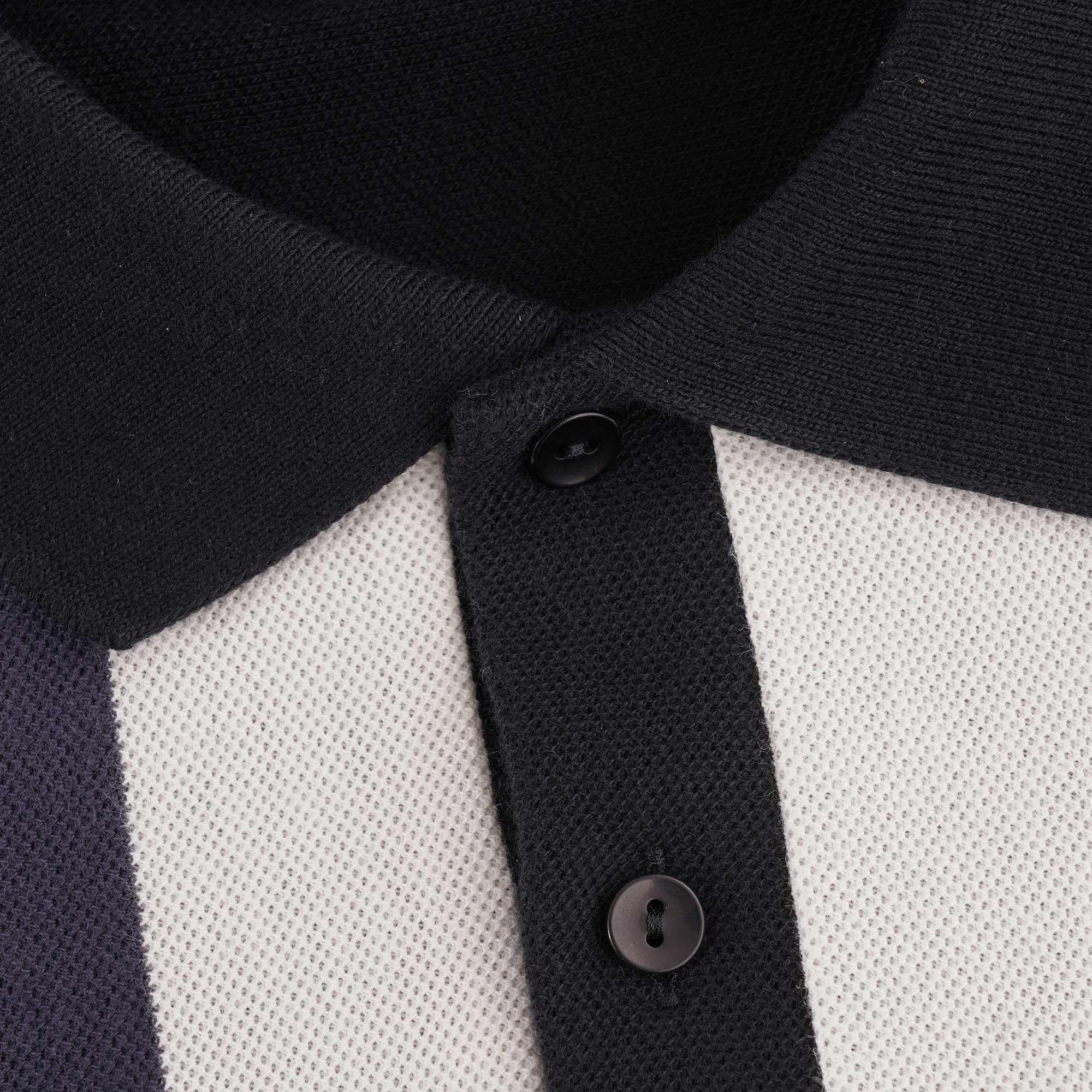 Fred Perry Reissues M3 Striped Long Sleeve Polo Shirt - Black