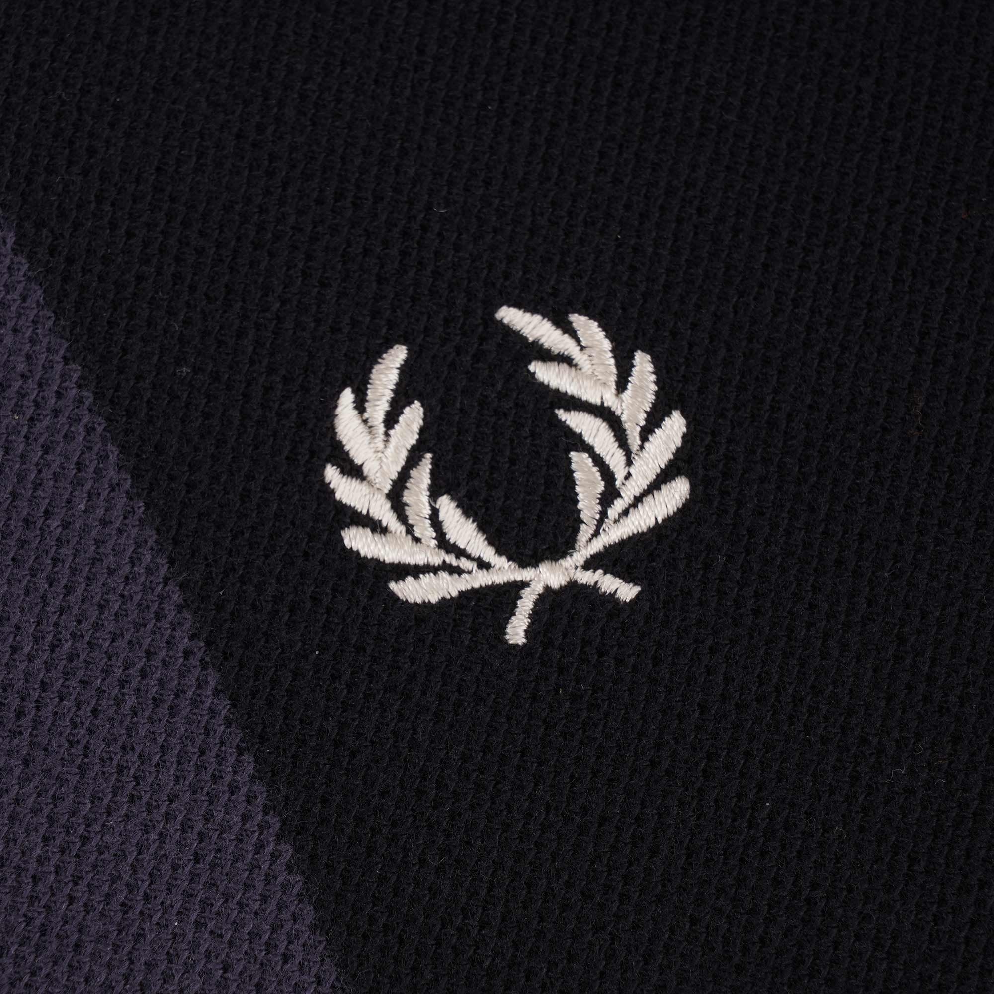 Fred Perry Reissues M3 Striped Long Sleeve Polo Shirt - Black