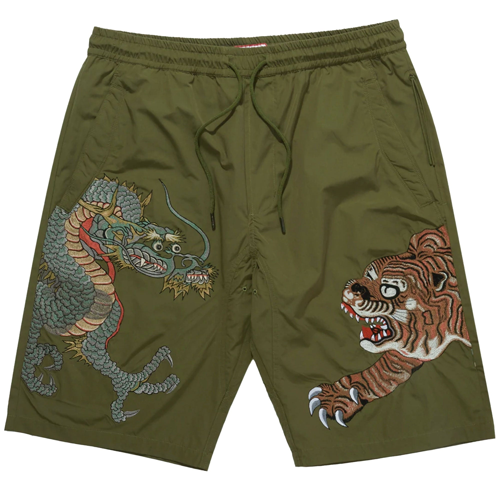 Maharishi Dragon & Tiger Trackshorts - Olive