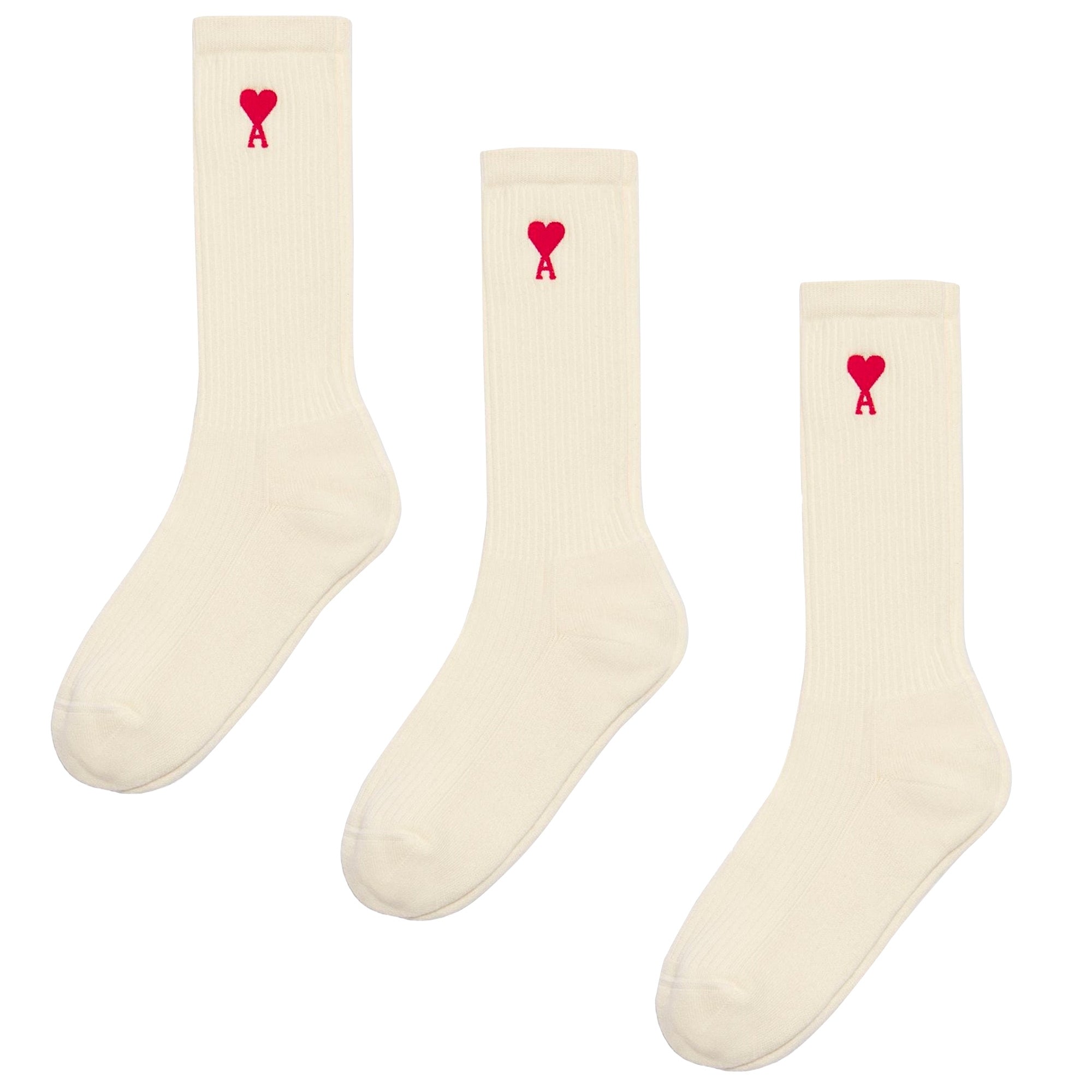 AMI 3 Pack De Coeur Socks - Off White