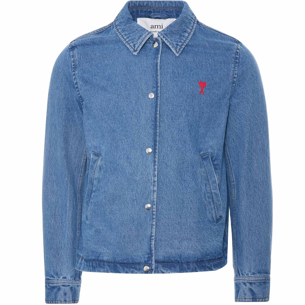 AMI Denim Buttoned De Coeur Jacket - Bleached Blue