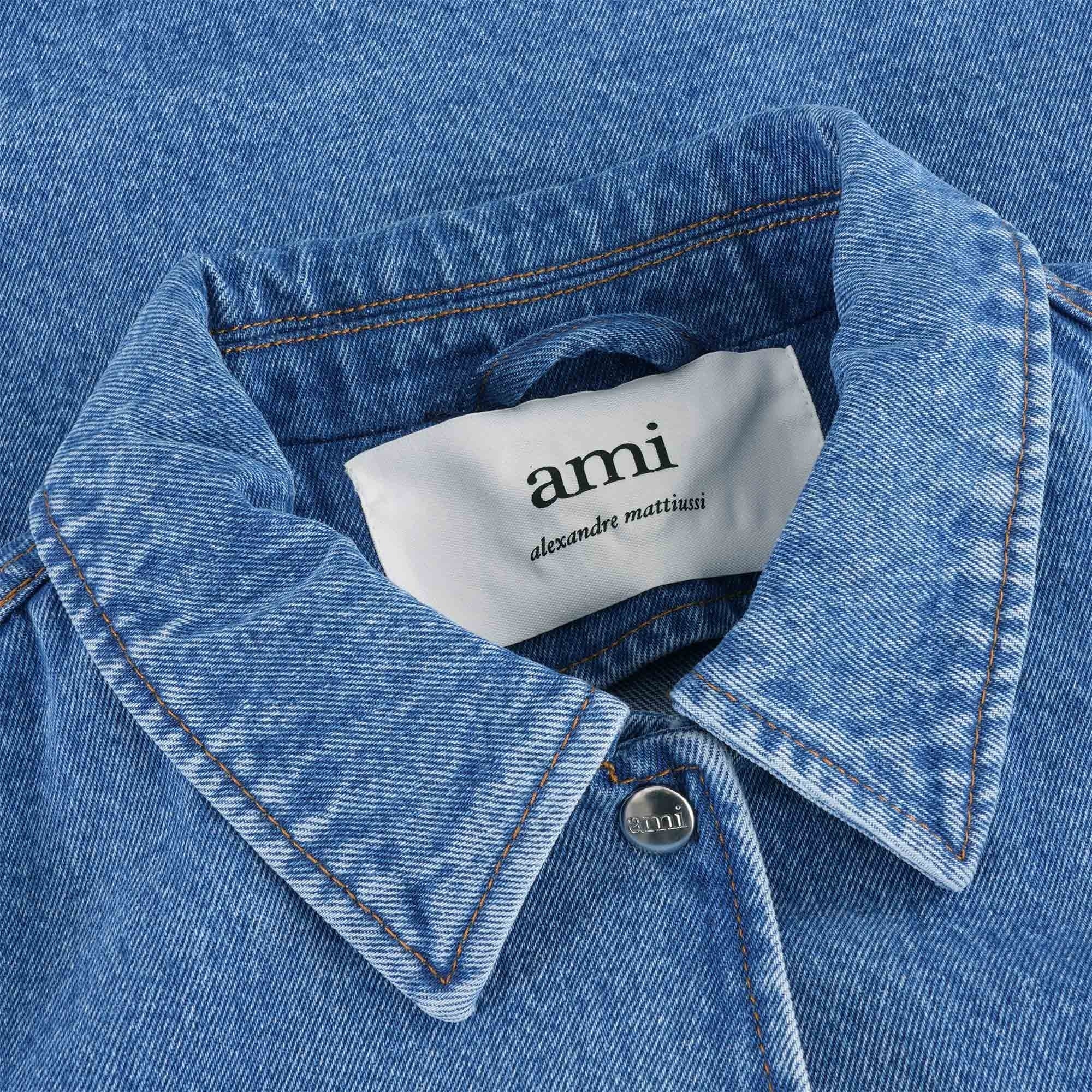 AMI Denim Buttoned De Coeur Jacket - Bleached Blue