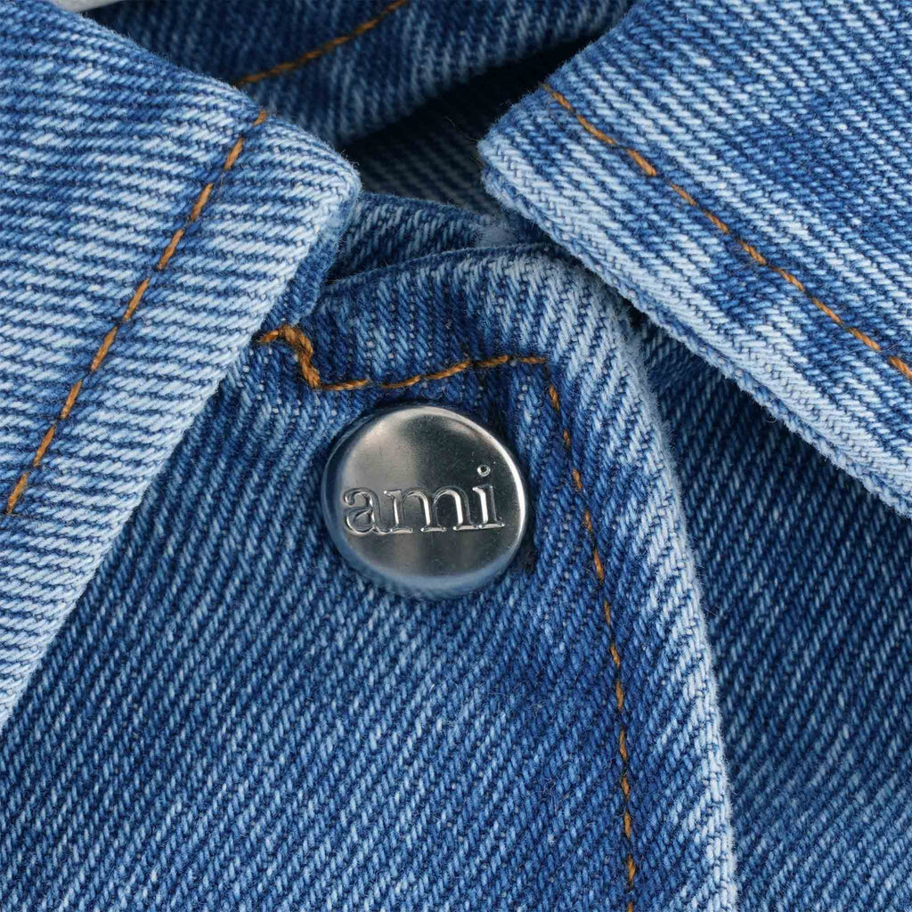 AMI Denim Buttoned De Coeur Jacket - Bleached Blue
