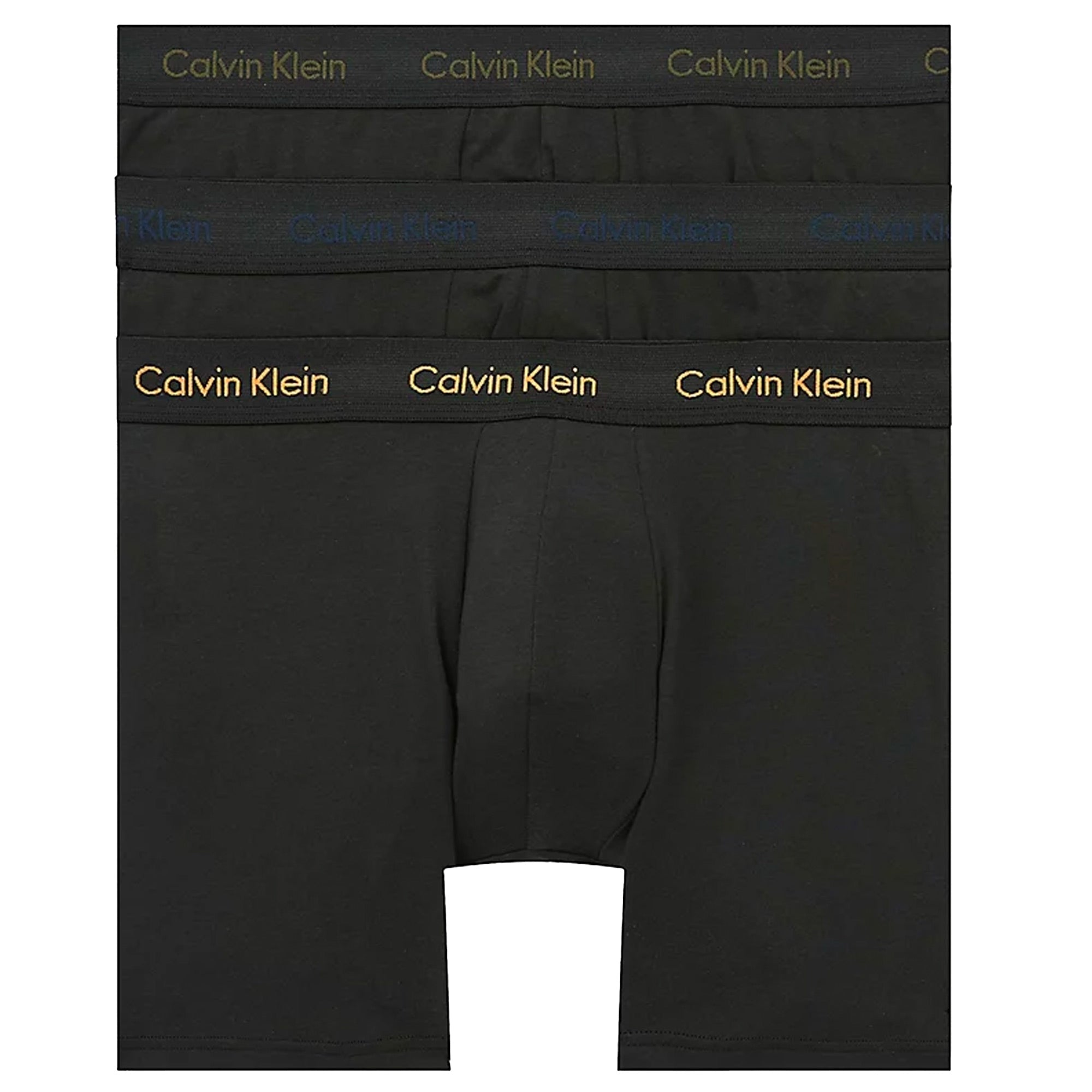 Calvin Klein 3 Pack Cotton Stretch Boxer Briefs - Orange/Blue Shadow/Green