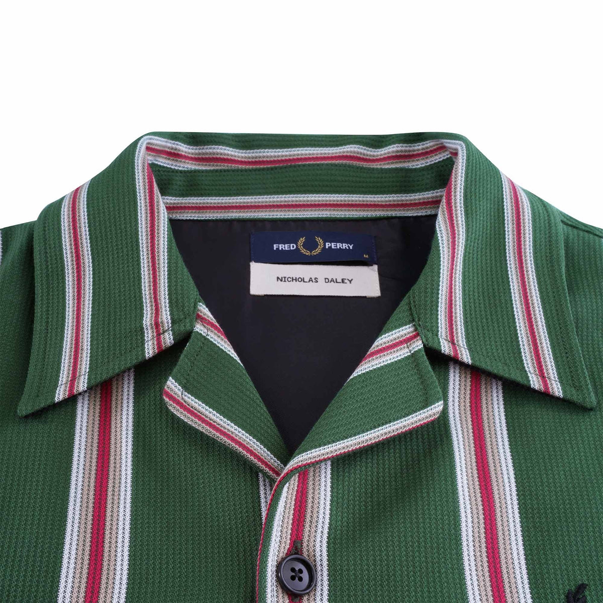 Fred Perry X Nicholas Daley Vertical Stripe Shirt - Kelp Green 