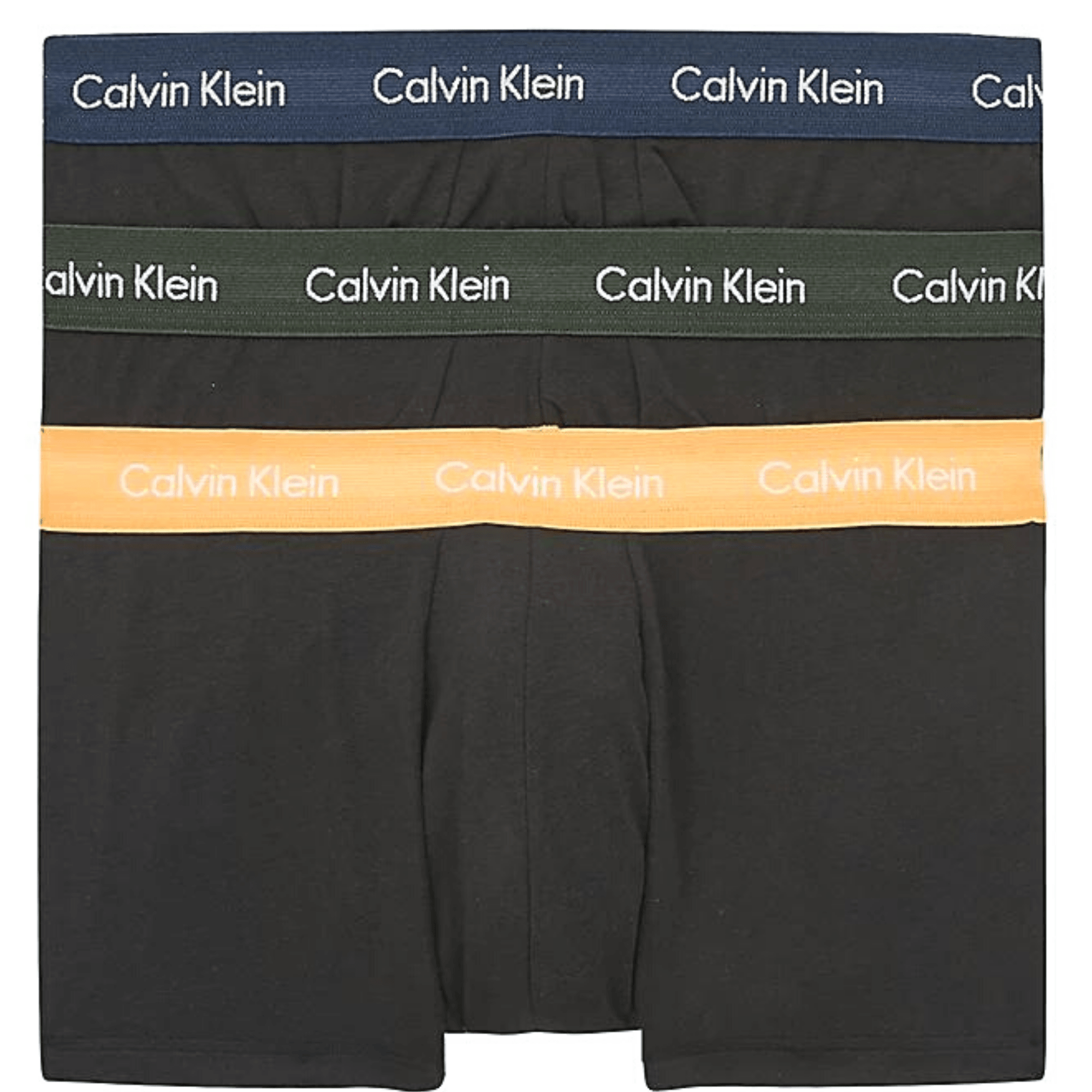 3 Pack Low Rise Cotton Stretch Trunks - Orange/Blue Shadow/Green