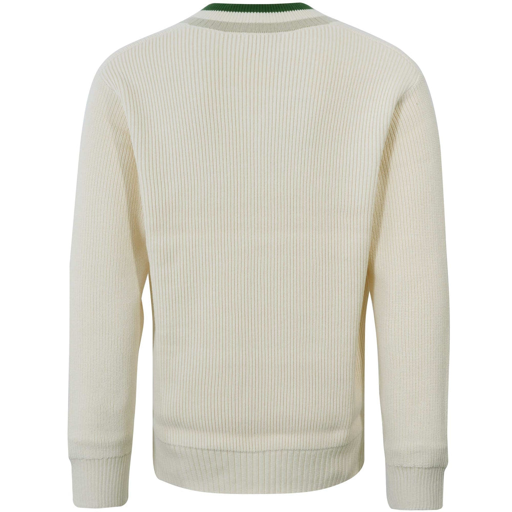 Striped V-Neck Jumper - Ecru
