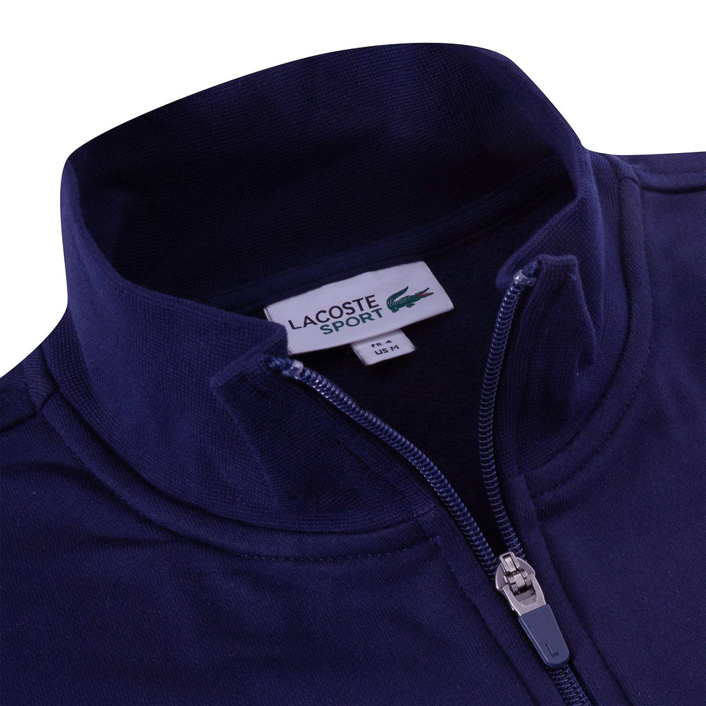 Lacoste Cotton Blend Fleece Zip Sweatshirt - Blue Marine