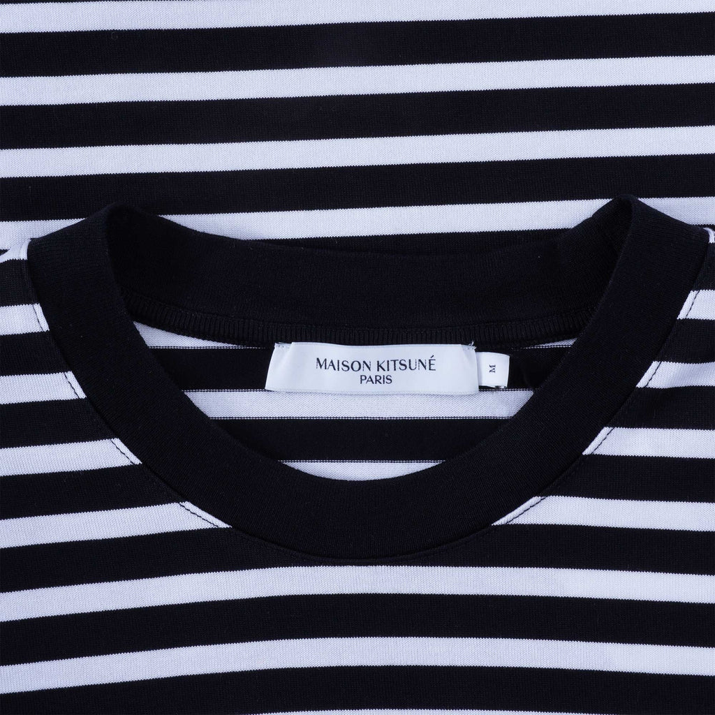 Maison Kitsune Tricolour Fox Patch Classic Marin T-Shirt - Black/White