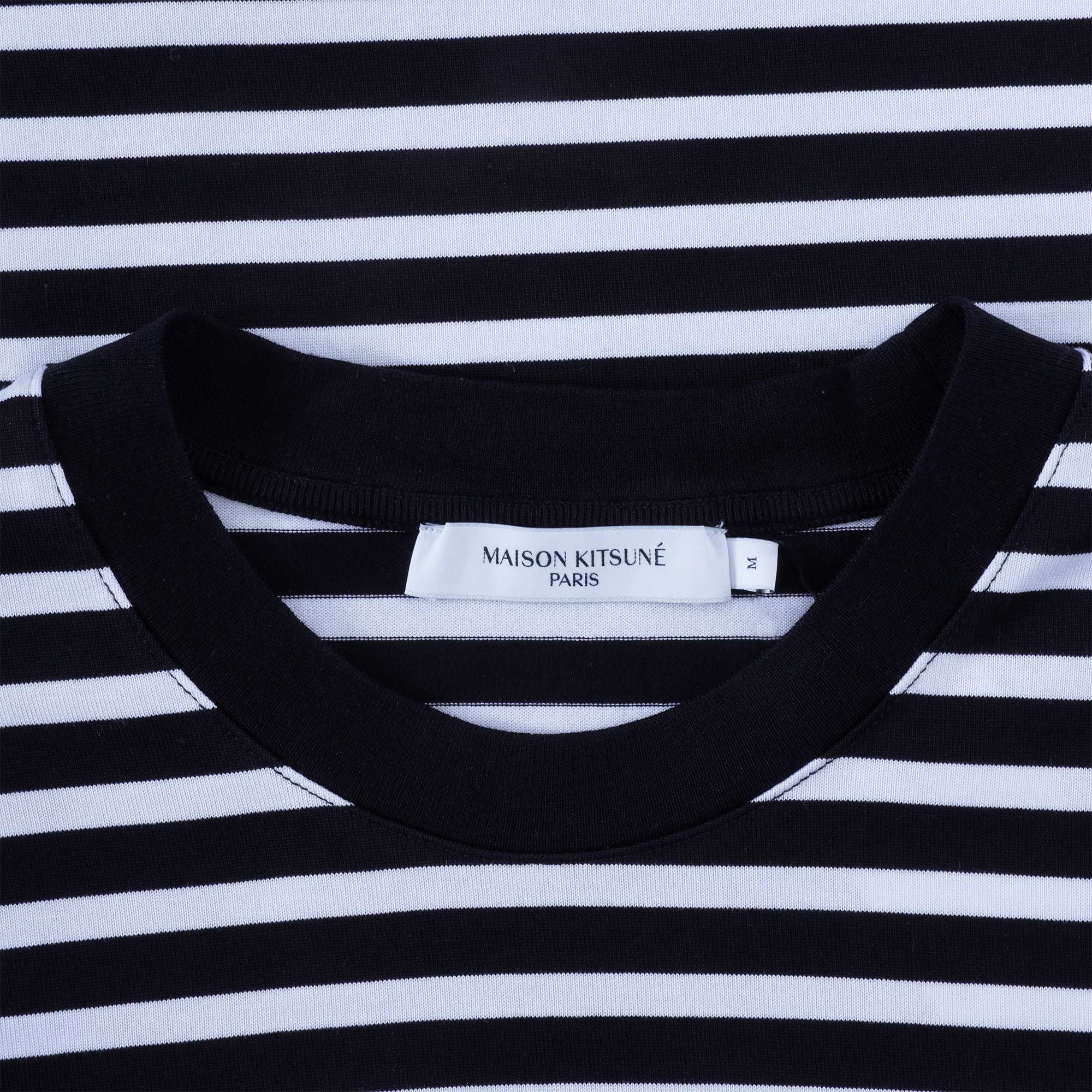 Maison Kitsune Tricolour Fox Patch Classic Marin T-Shirt - Black/White