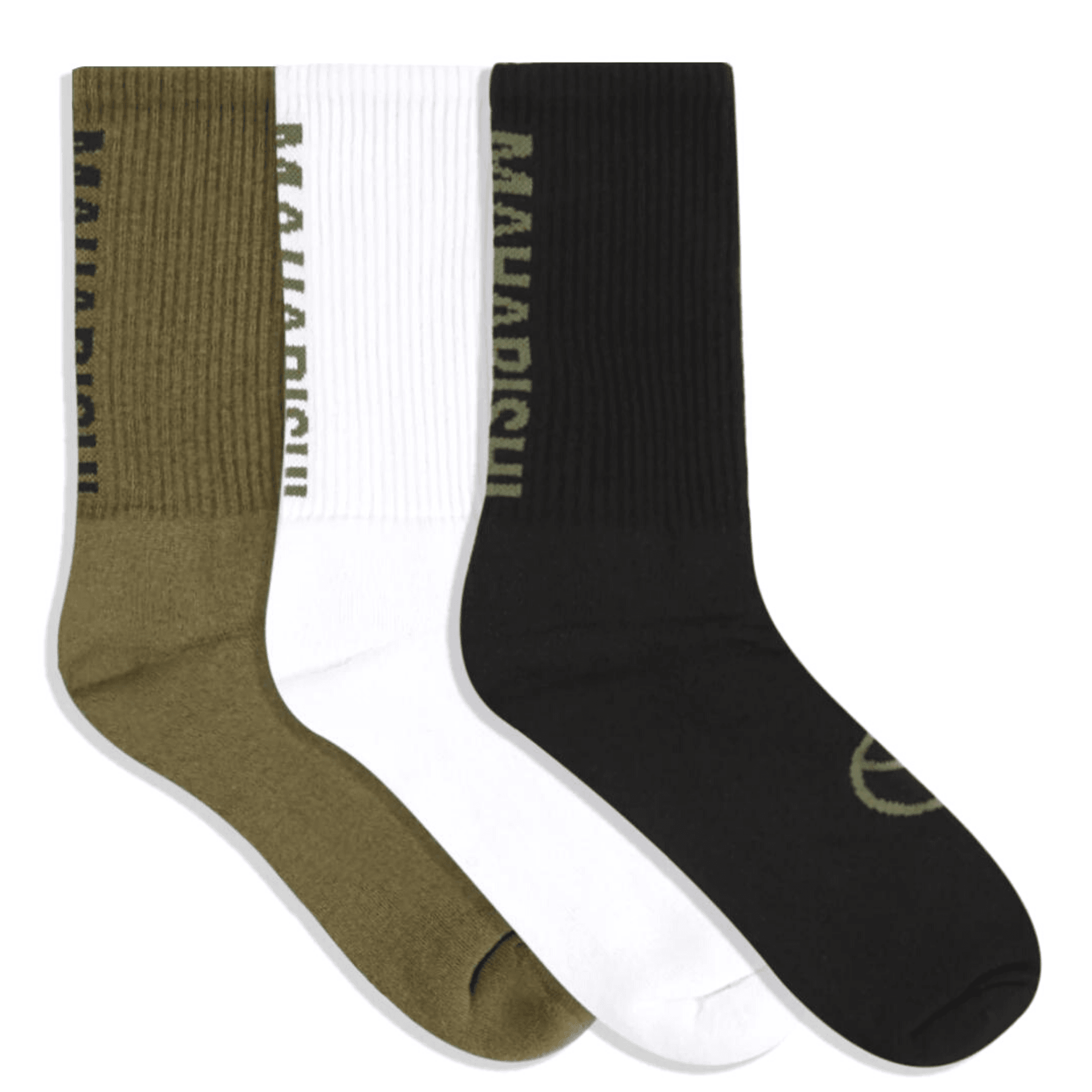 Maharishi 3 Pack Miltype Sport Sock - White/Green/Black