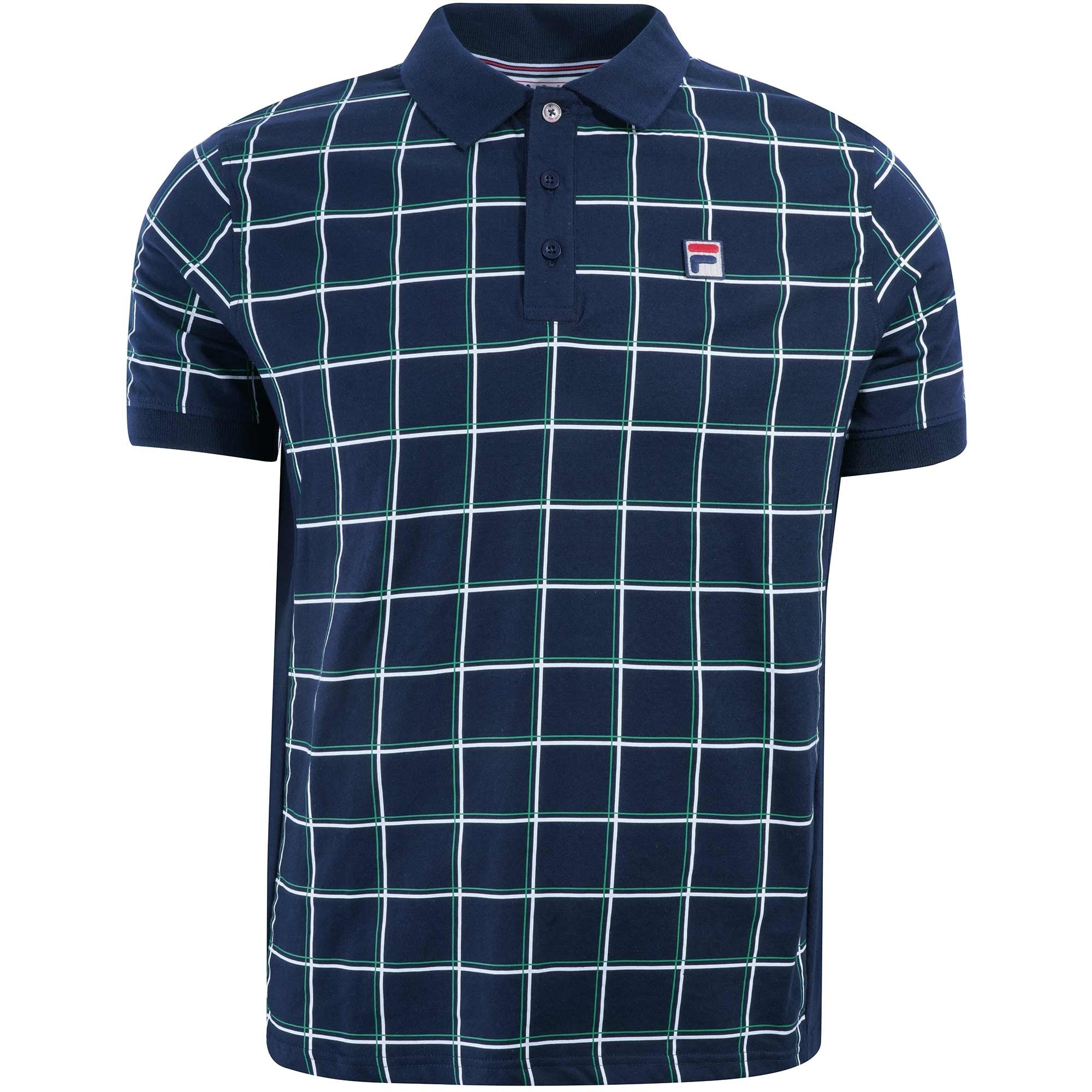 Fila Vintage Spin Check Print Polo Shirt - Peacoat