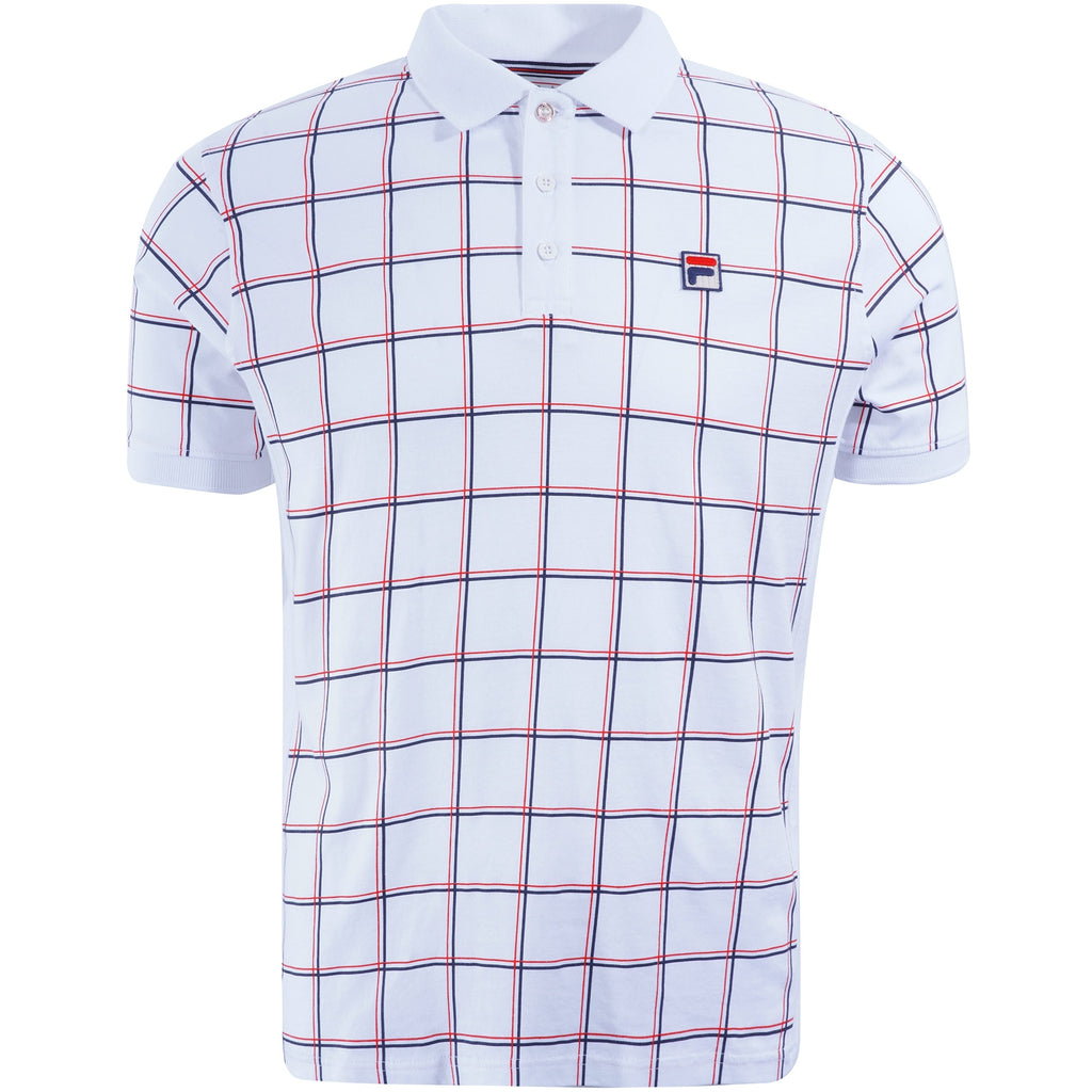 Fila Vintage Spin Check Print Polo Shirt - White