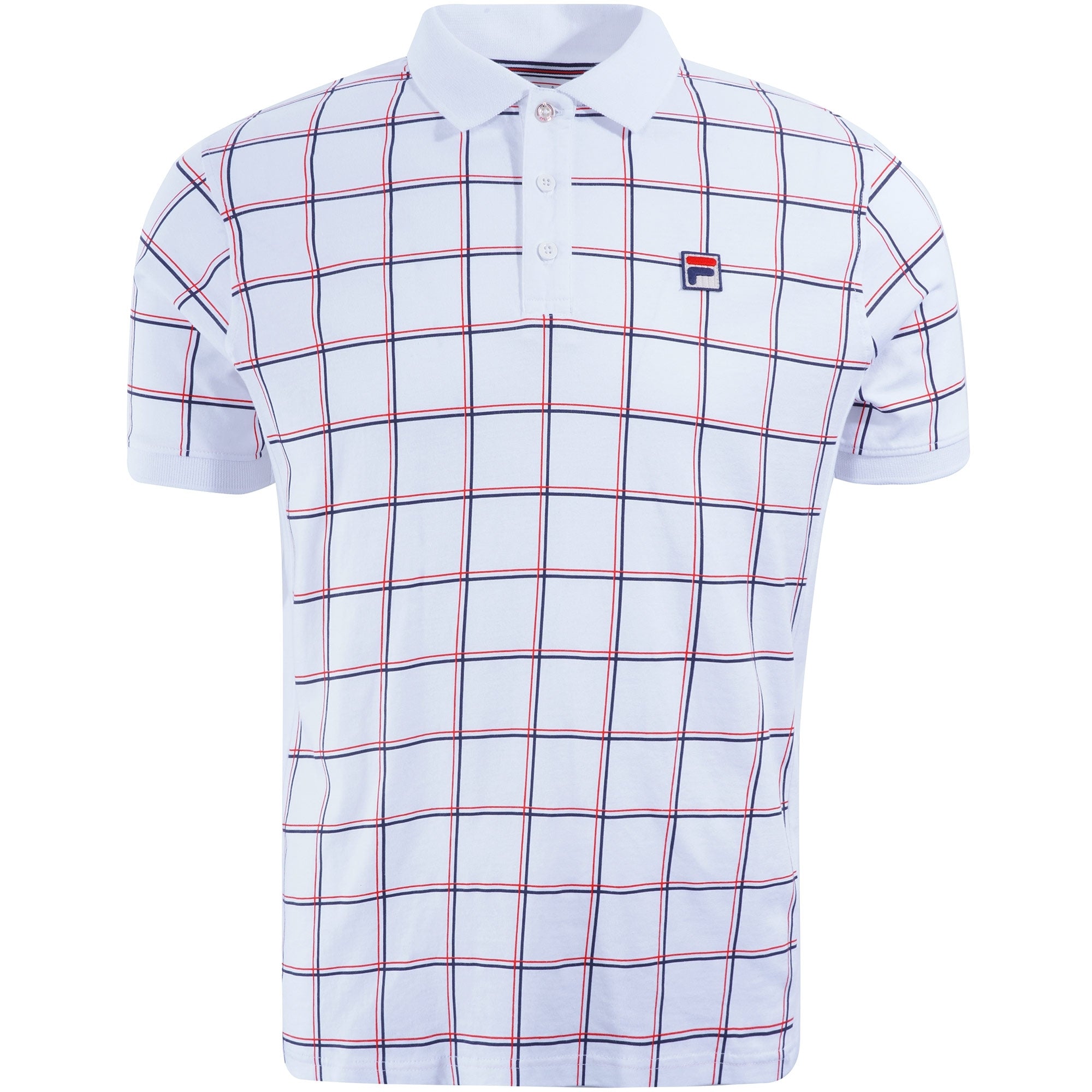 Fila Vintage Spin Check Print Polo Shirt - White