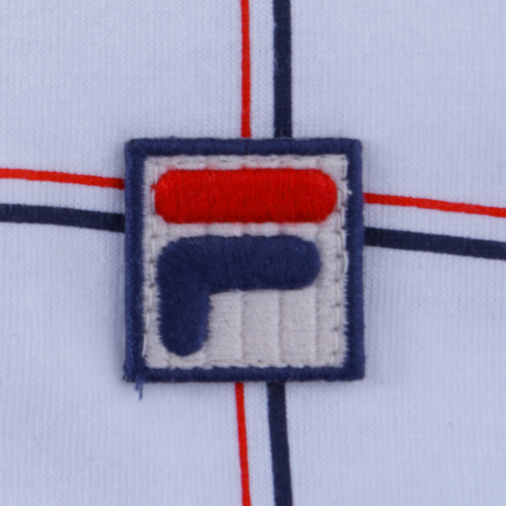 Fila Vintage Spin Check Print Polo Shirt - White