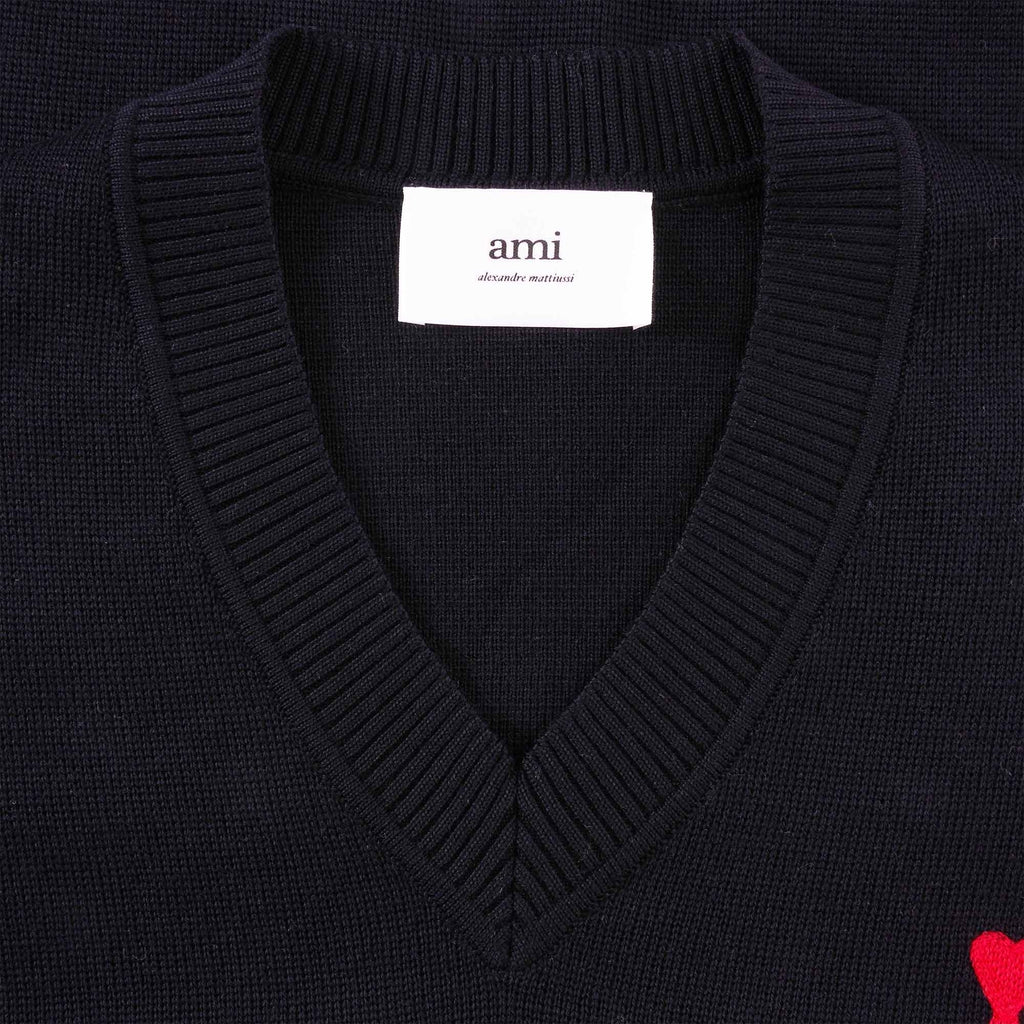 AMI Ami De Coeur V Neck Sweater - Black