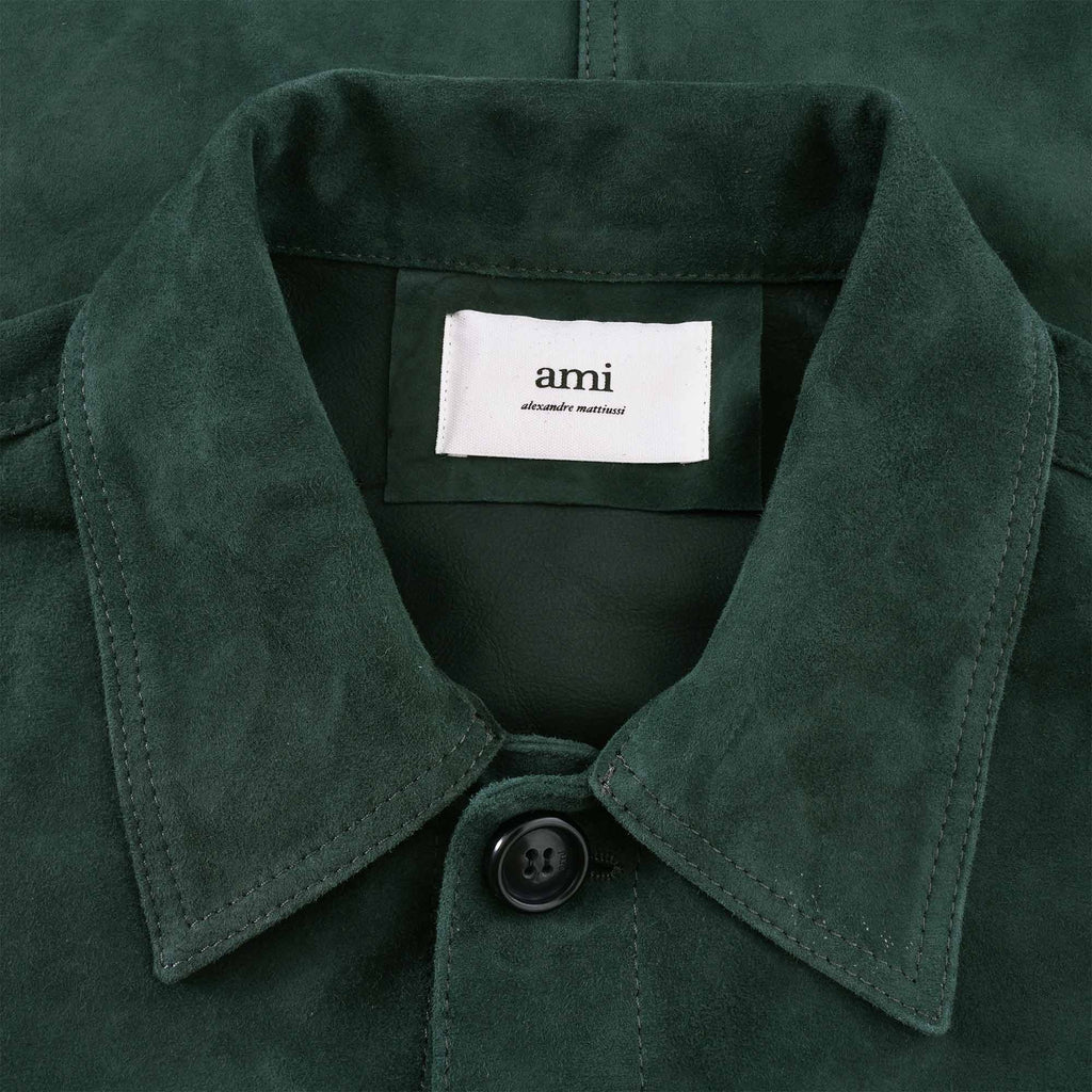 AMI Suede Buttoned Overshirt - Evergreen