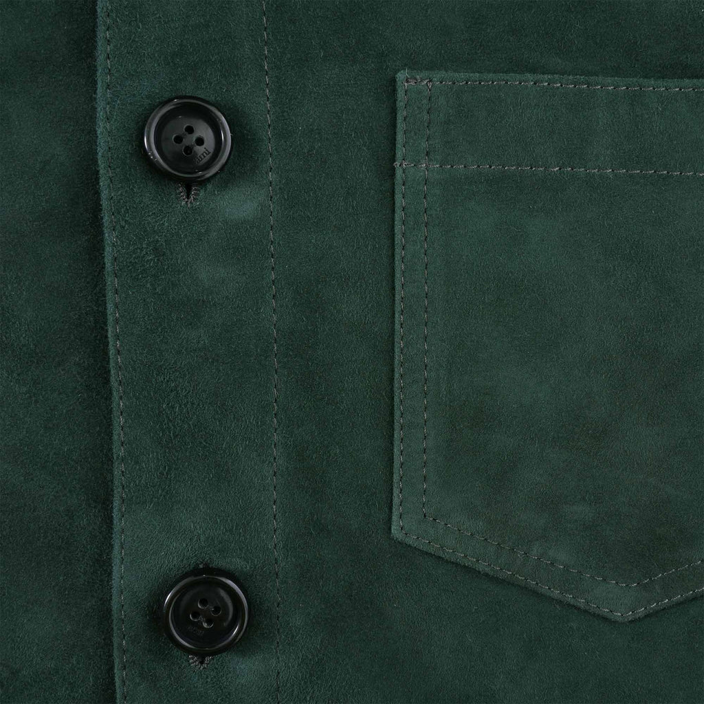 AMI Suede Buttoned Overshirt - Evergreen