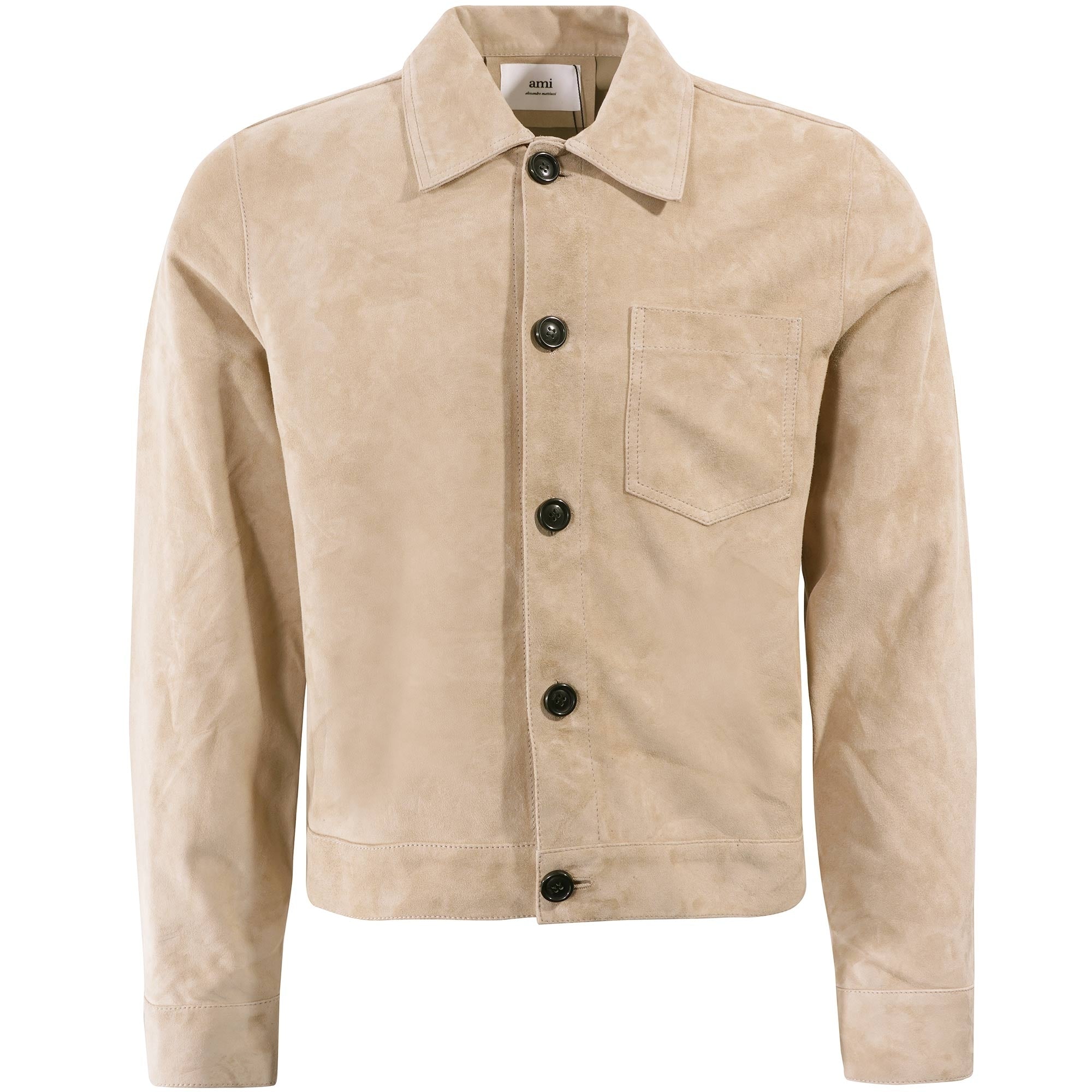 AMI Suede Buttoned Overshirt - Beige