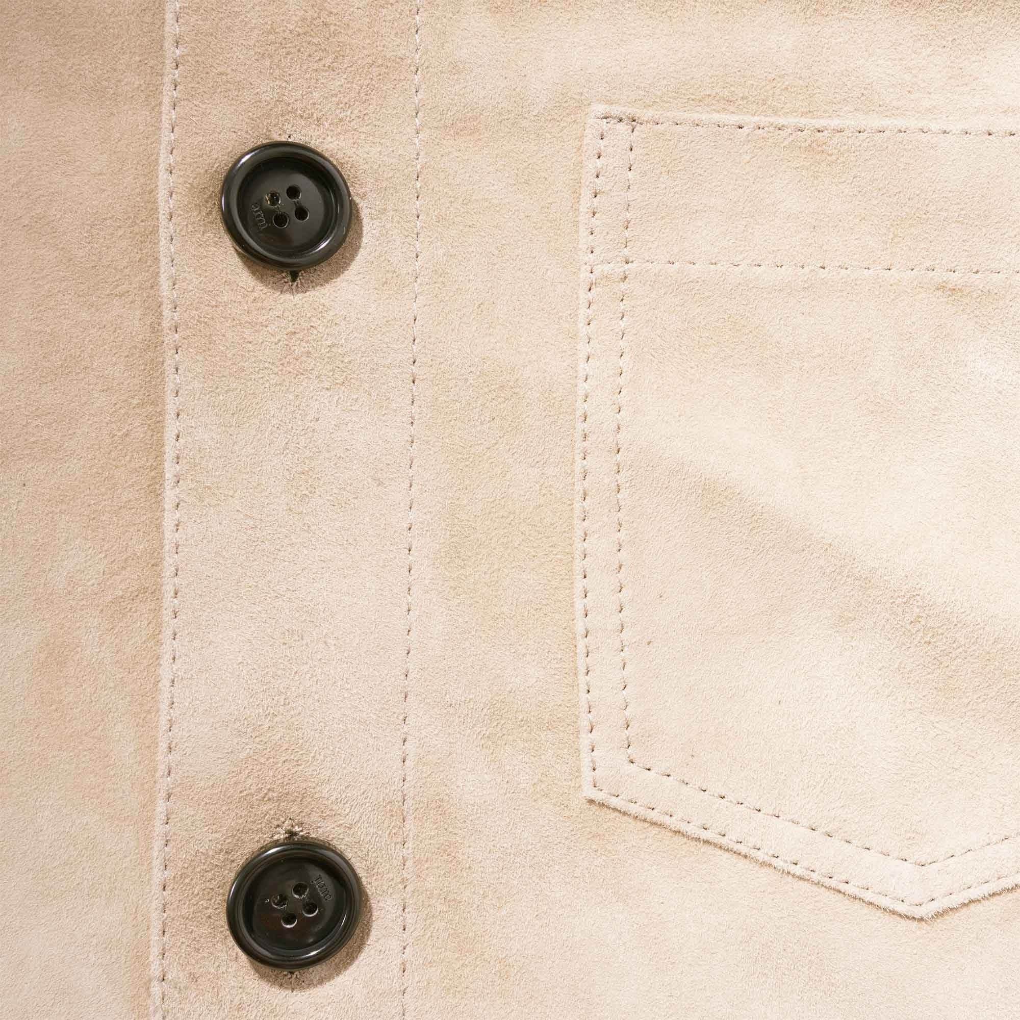 AMI Suede Buttoned Overshirt - Beige