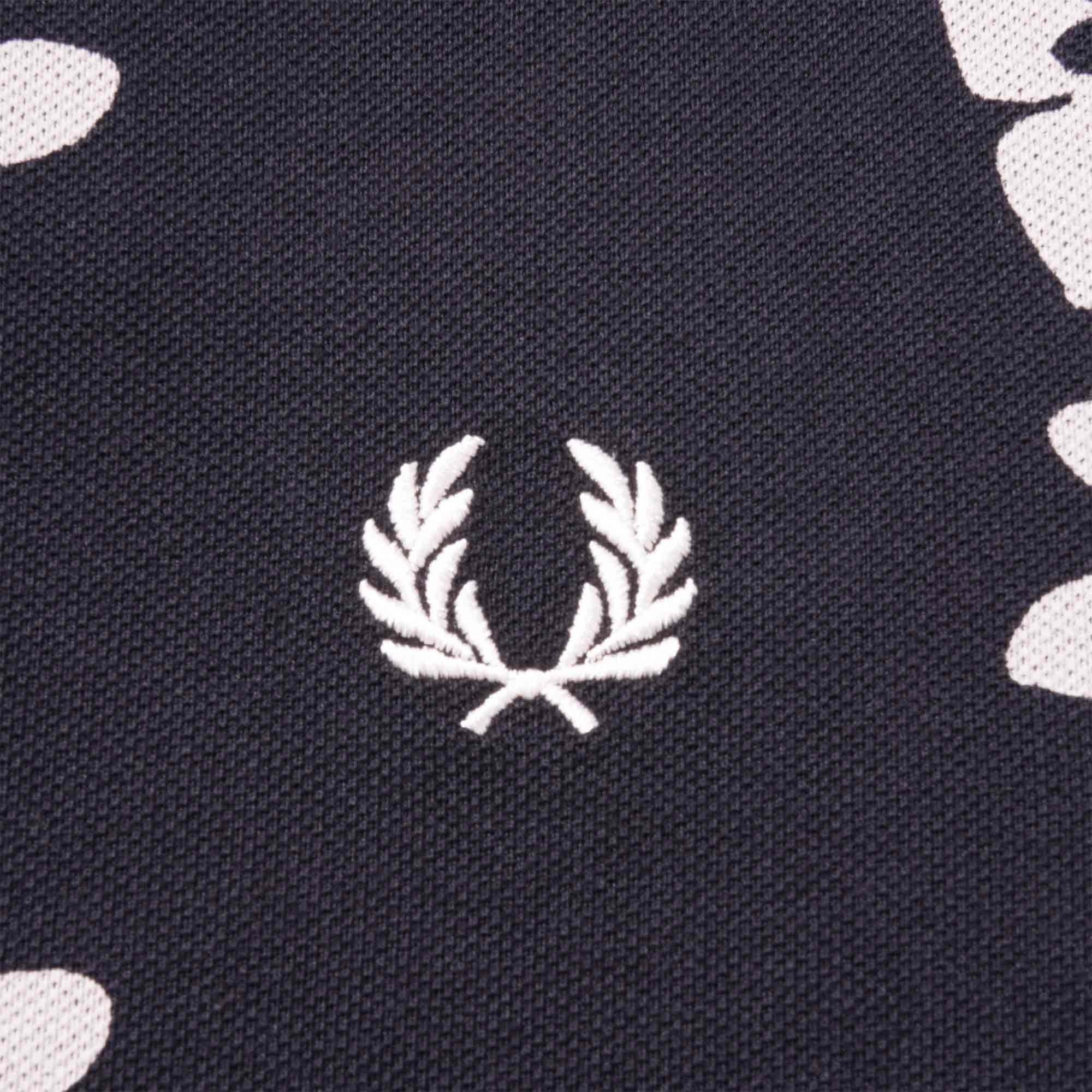 Fred Perry M3 Floral Print Polo Shirt - Black