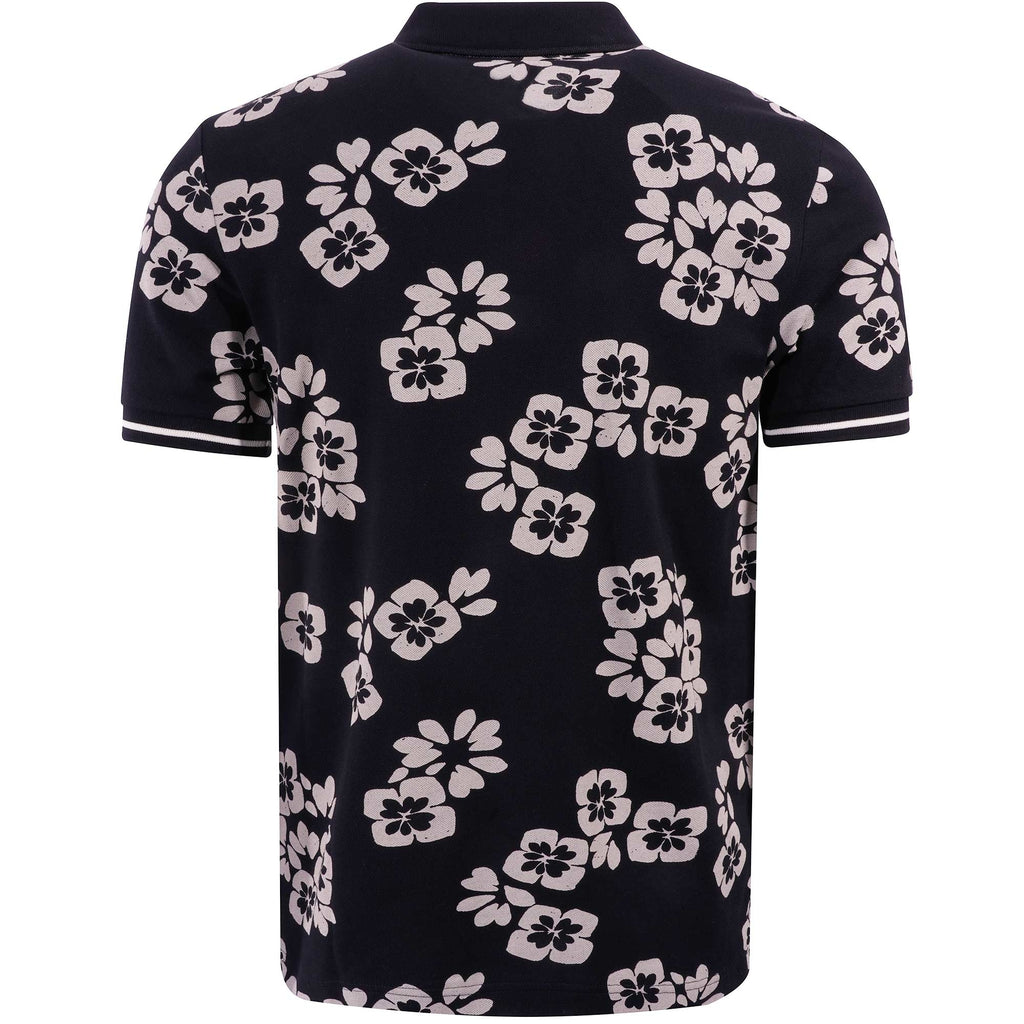 Fred Perry M3 Floral Print Polo Shirt - Black