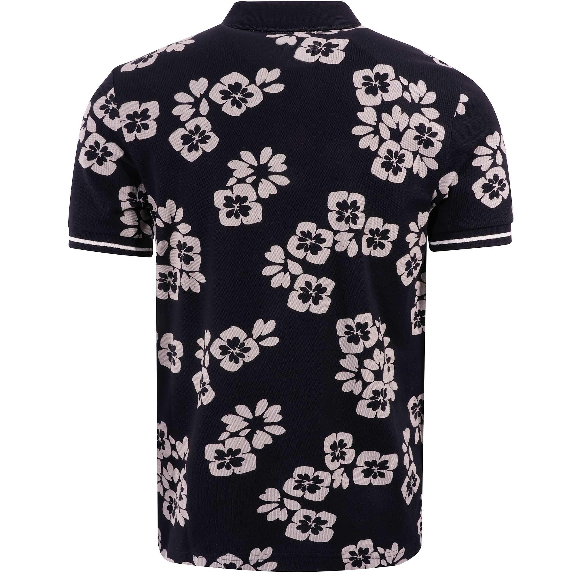 Fred Perry M3 Floral Print Polo Shirt - Black