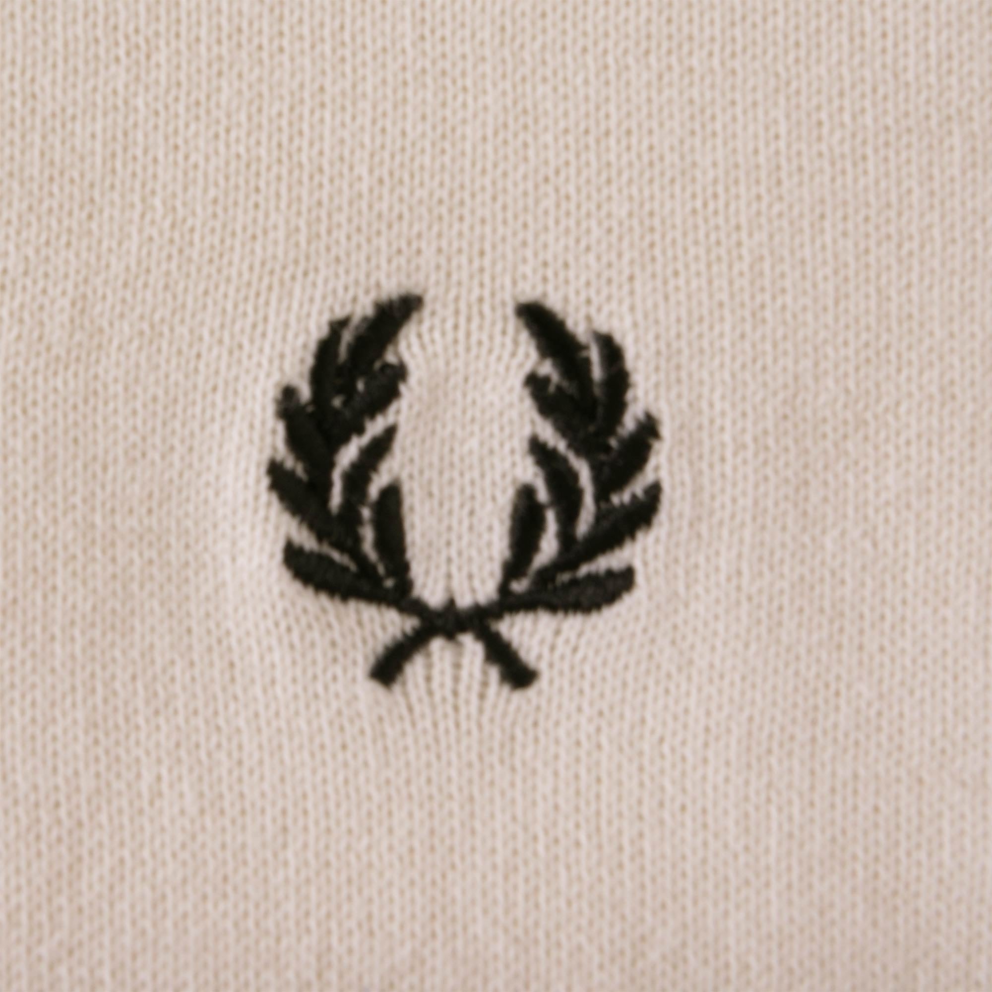 Fred Perry Cable Detail Zip-Neck Knitted Shirt - Ecru