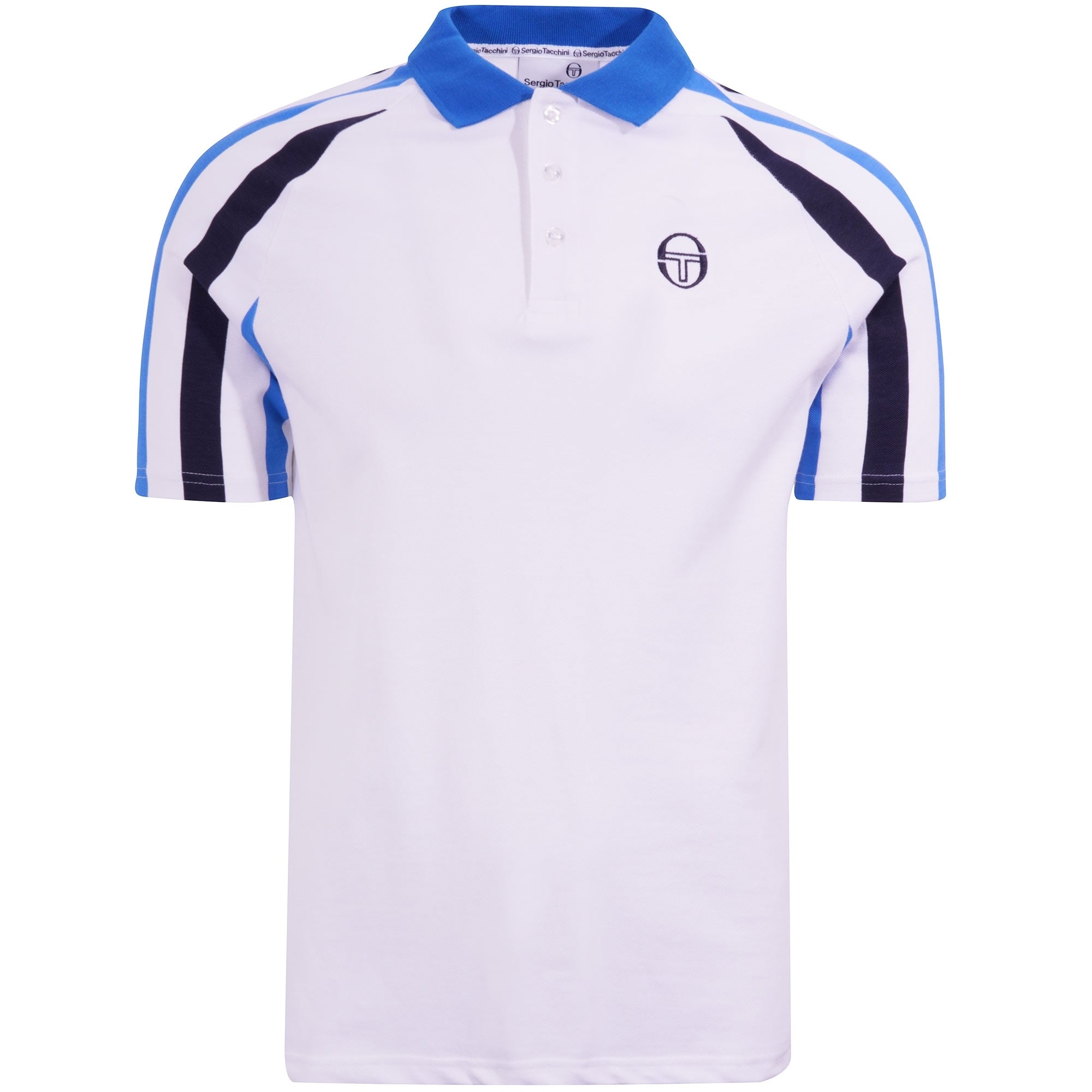 Sergio Tacchini Blow Polo Shirt - White/Palace Blue/Night Sky