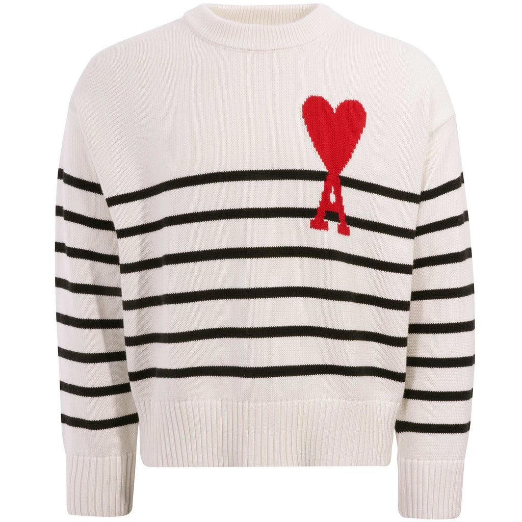 AMI De Coeur Striped Sweater - White