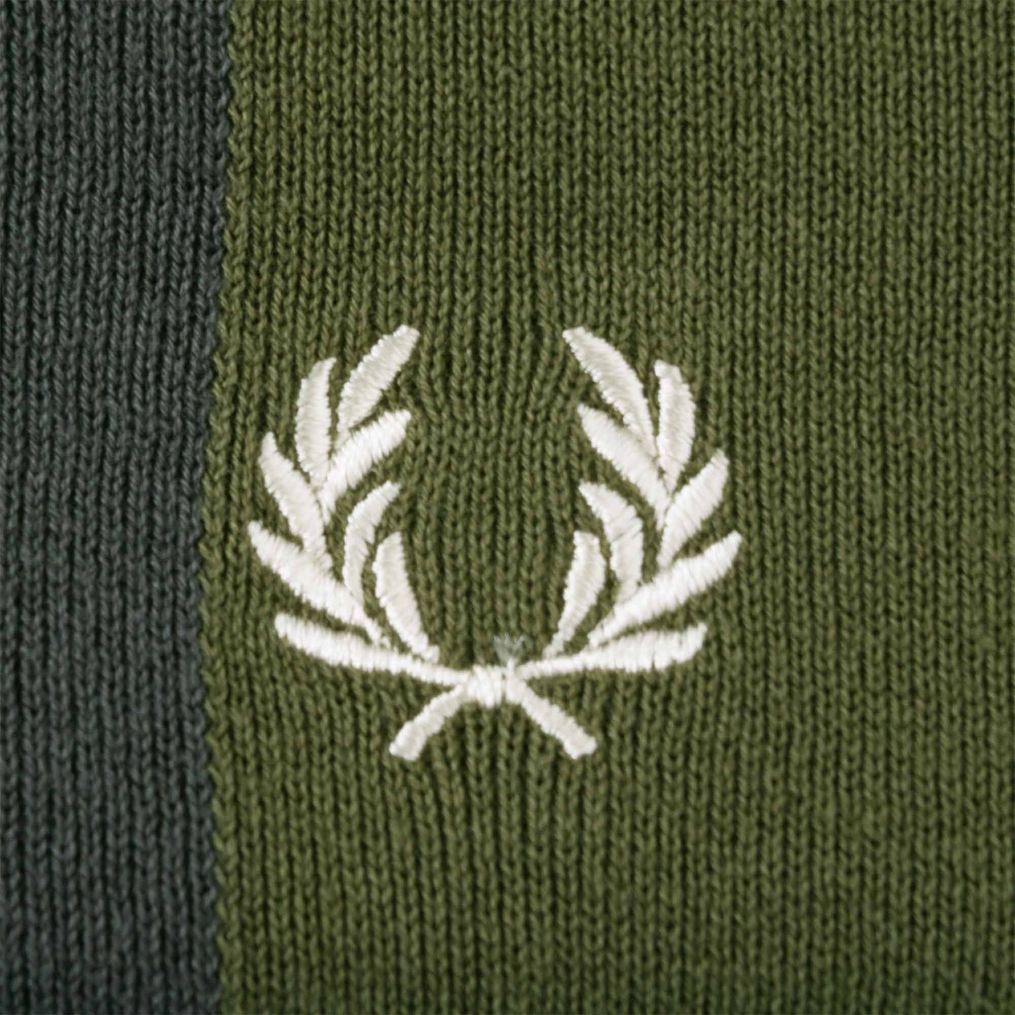 Fred Perry K3 Striped Knitted Polo Shirt - Military Green