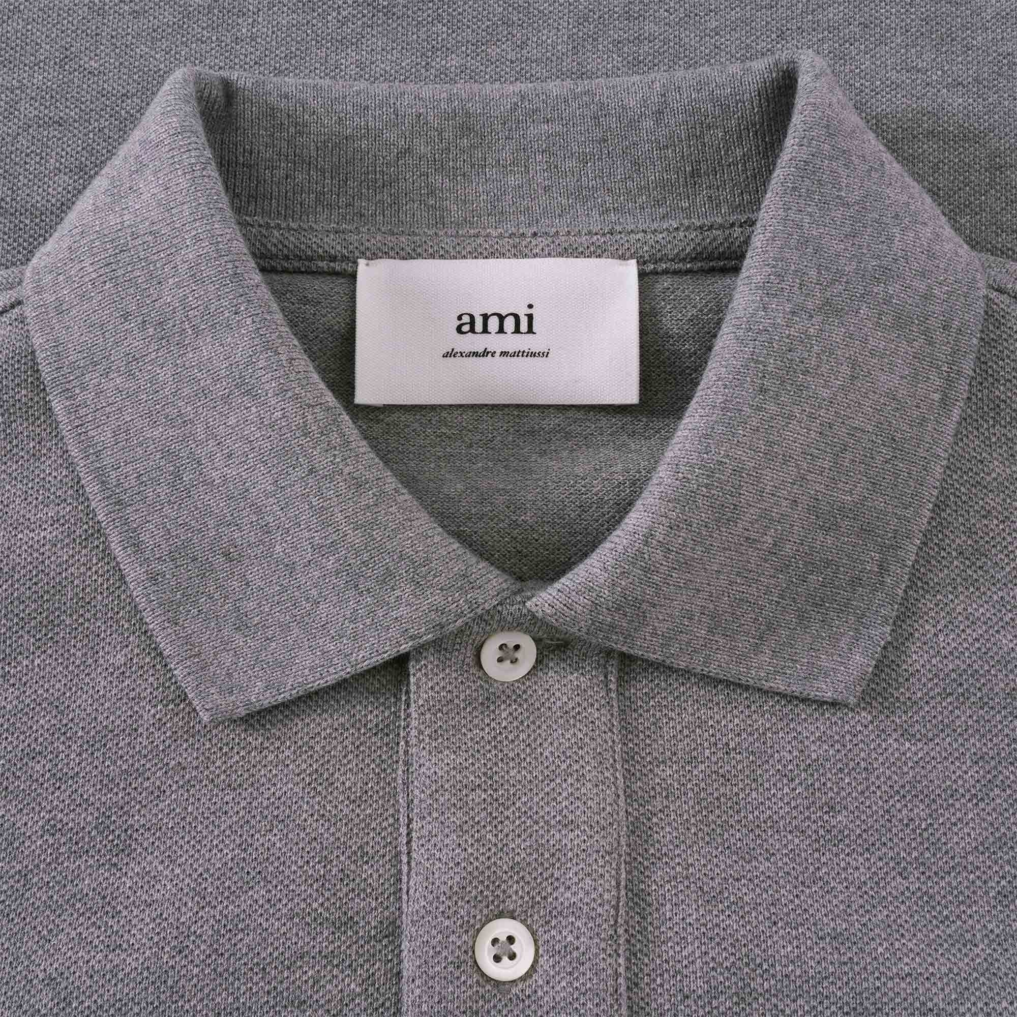 AMI Ami De Coeur Polo Shirt - Heather Grey