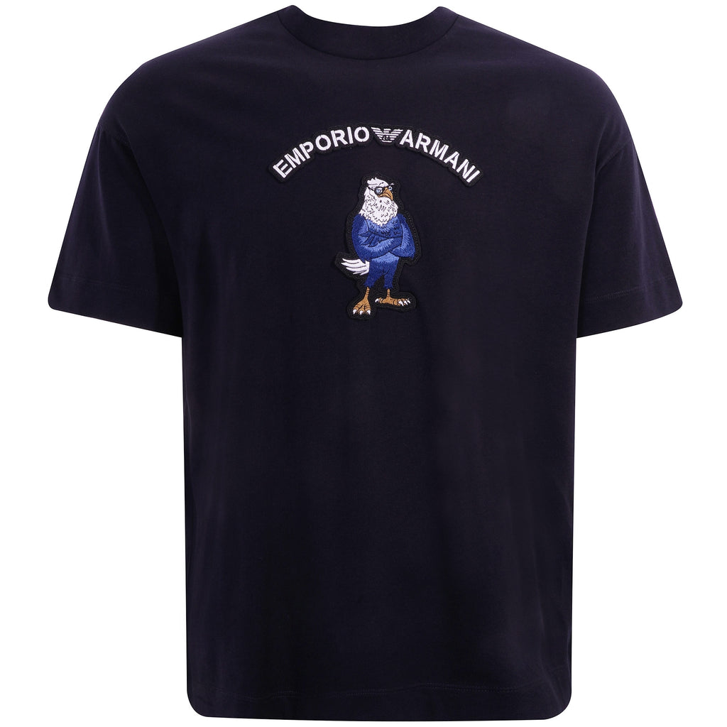 Cartoon Eagle Patch T-Shirt - Black